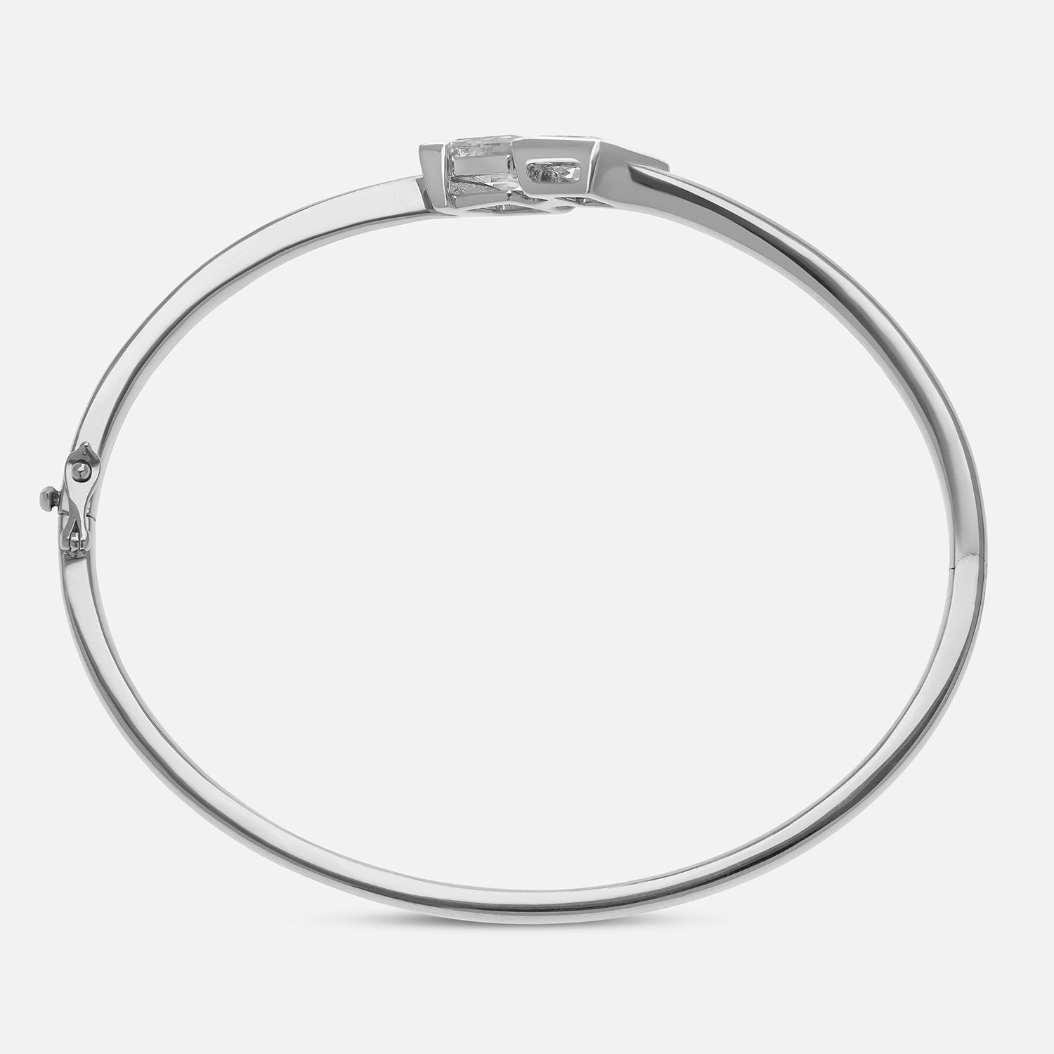 White Gold Bangle Set with Lozenge Pointed-Cut Lab-Grown Diamonds | SKU : 0021929960