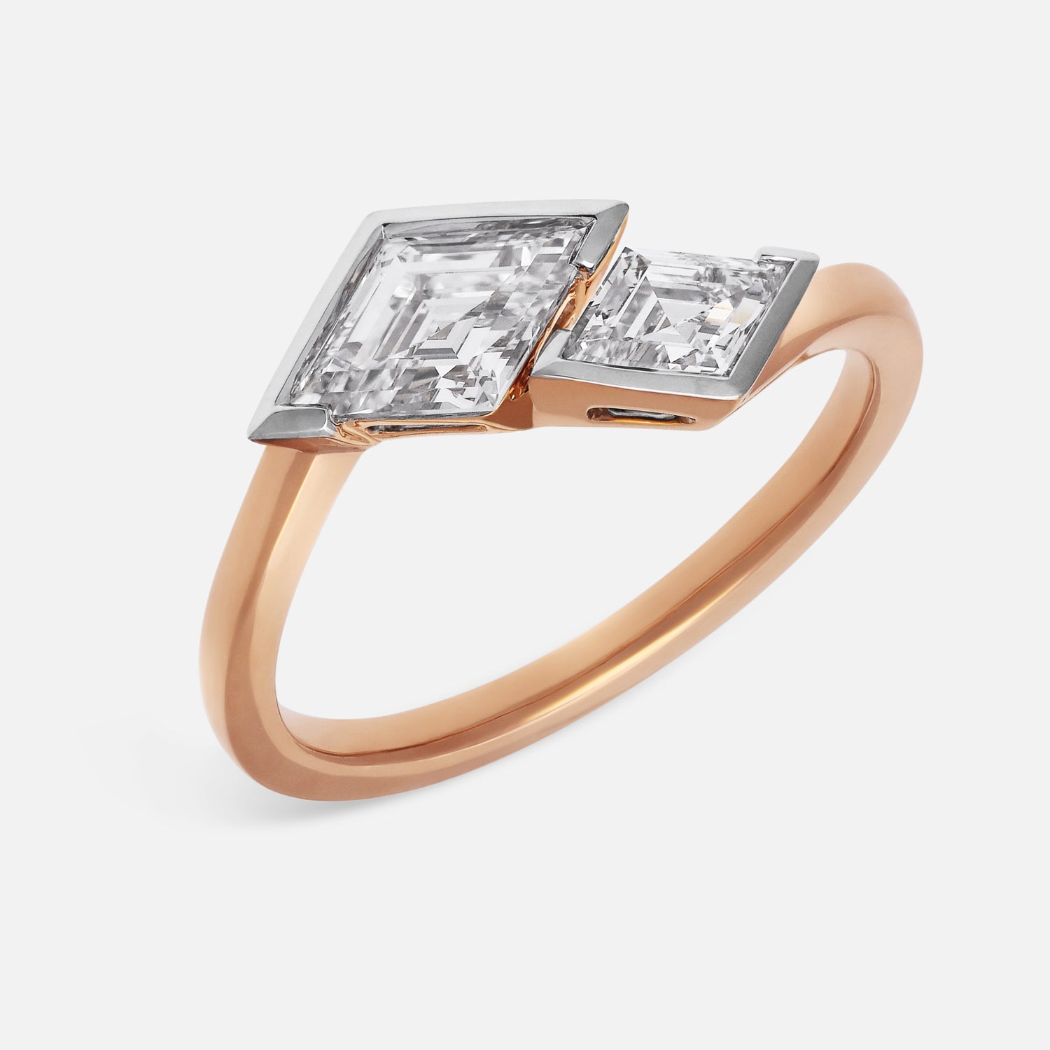 Rose Gold Ring with Twin Lozenge Pointed-Cut Lab-Grown Diamonds | SKU : 0021916823