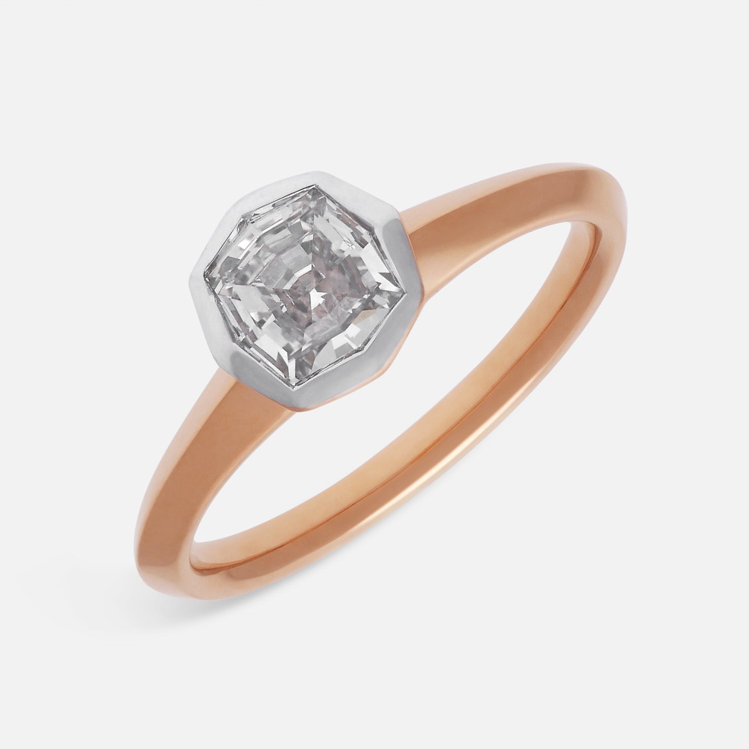 Rose Gold Octagon Step-Cut Lab-Grown Diamond Solitaire Ring | SKU : 0021923326