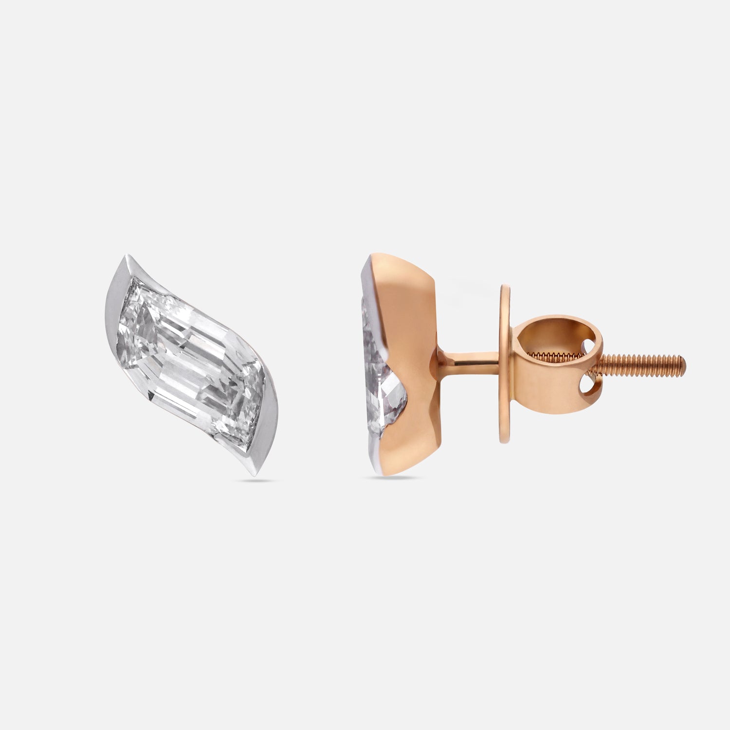 Rose Gold Stud Earrings with Flame-Cut Lab-Grown Diamonds | SKU : 0021912894