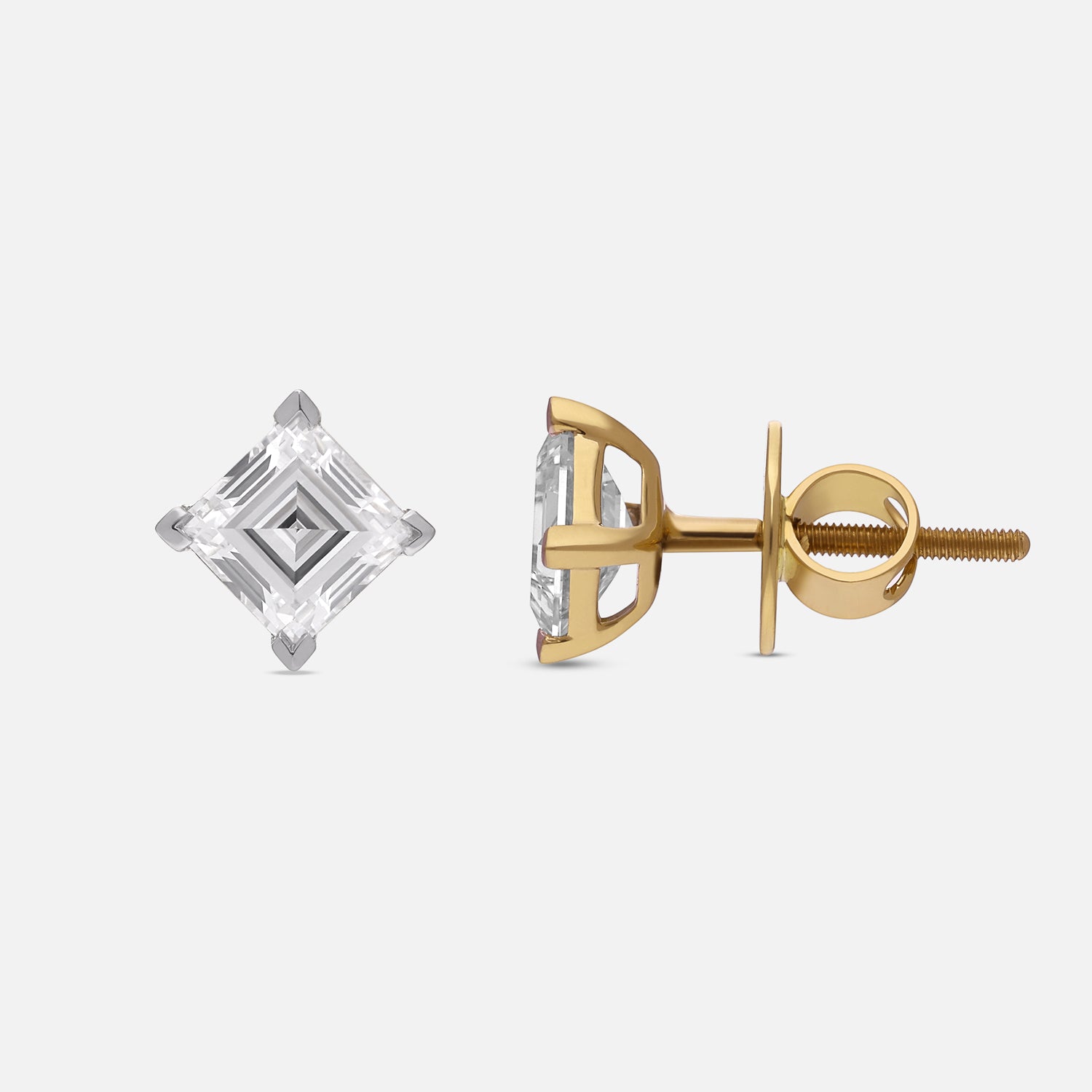 Square Step-Cut Lab-Grown Diamond Gold Earrings | SKU : 0021912924