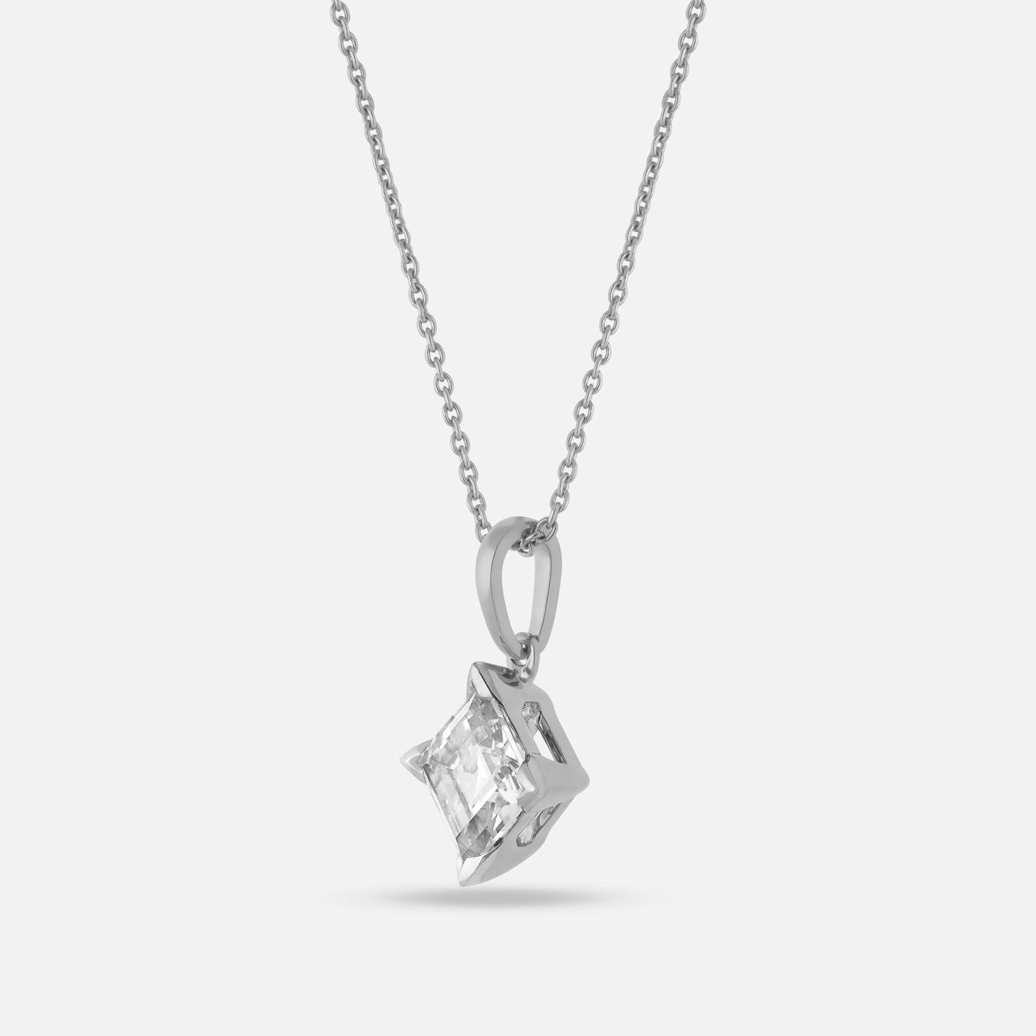 White Gold Chain Pendant Set with Kare-Cut Lab-Grown Diamond | SKU : 0021938696