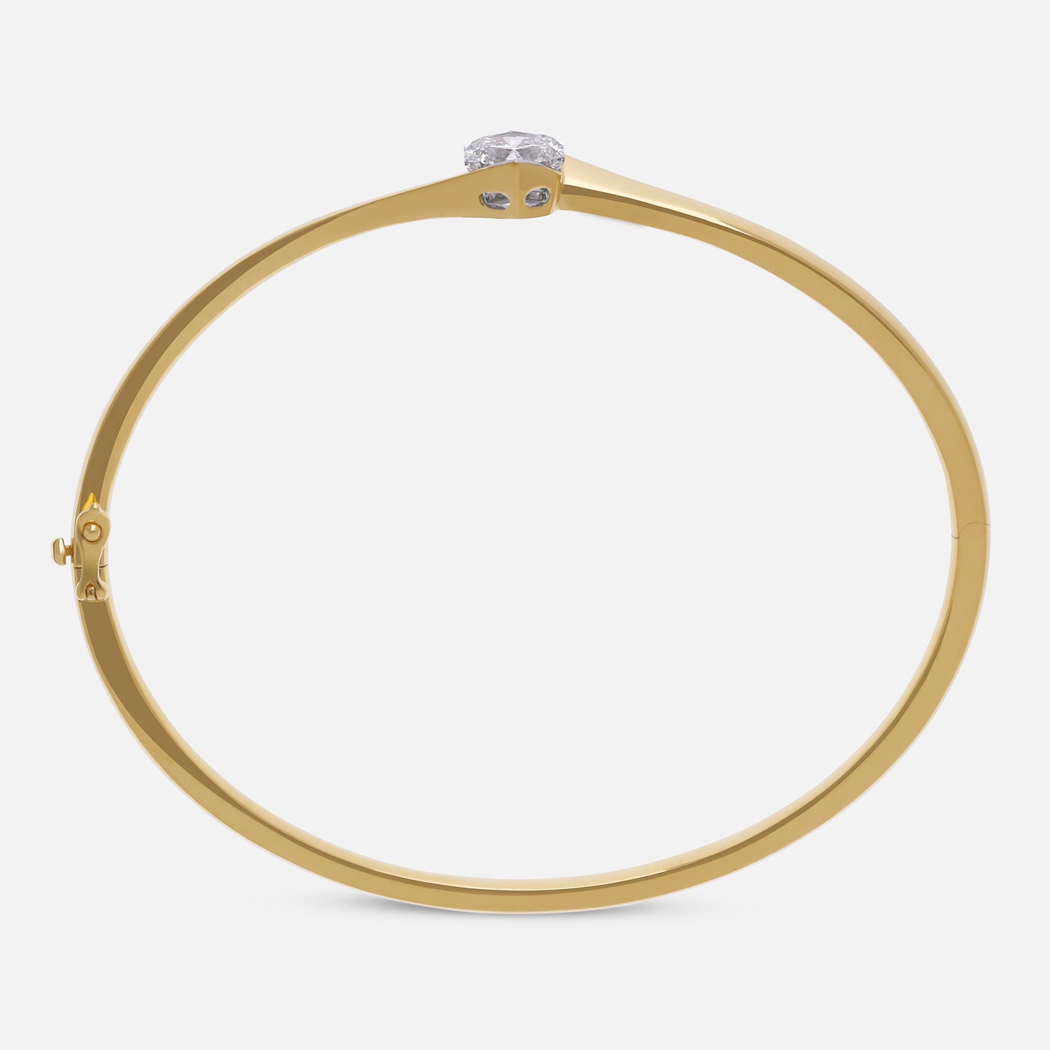 Sculpted Gold Bangle with Hexagon Brilliant-Cut Lab-Grown Diamond Centerpiece | SKU : 0021912870