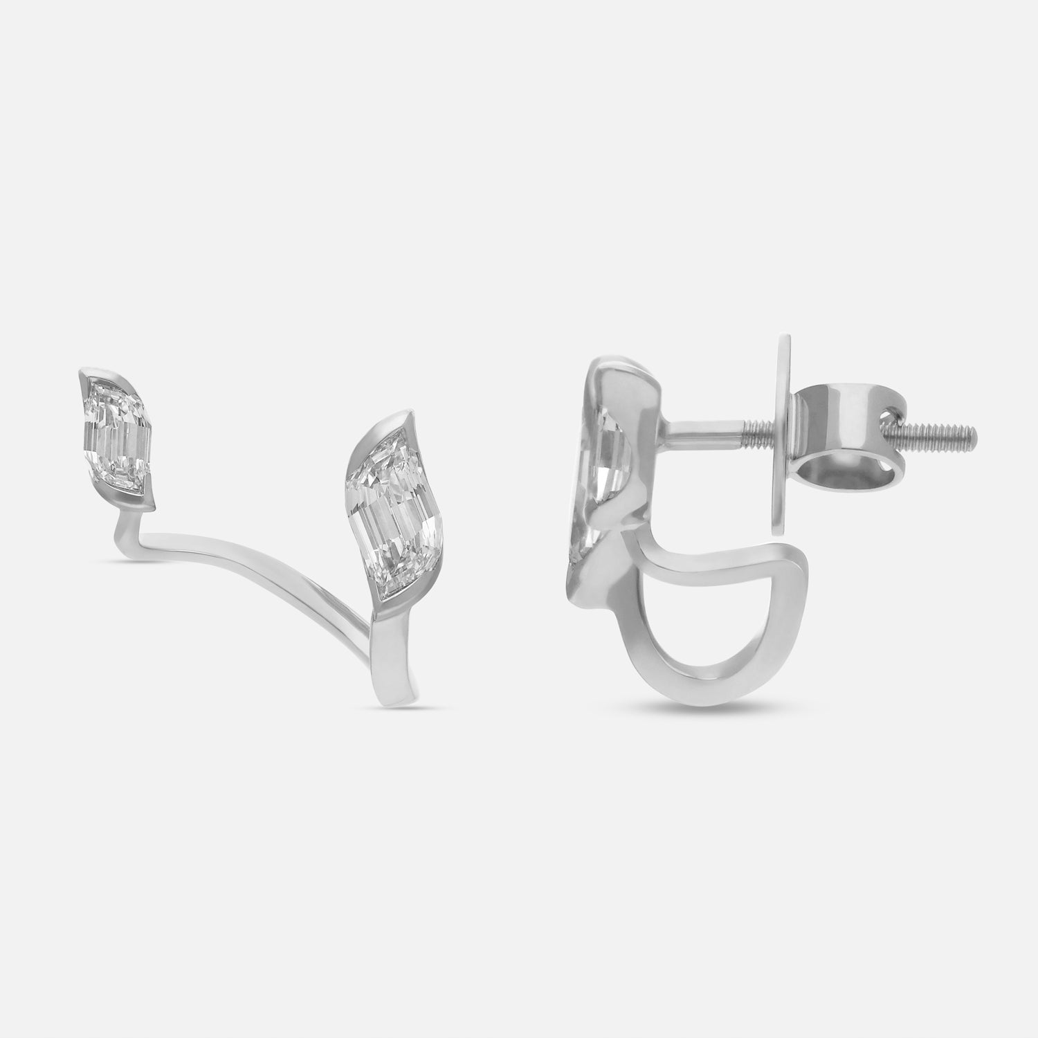 White Gold Ear Tops with Flame-Cut Lab-Grown Diamonds | SKU : 0021941269