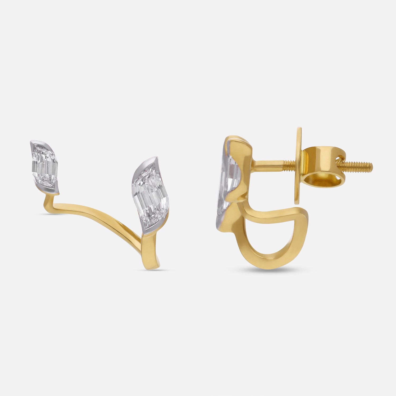 Open Wrap Gold Earrings with Flame-Cut Lab-Grown Diamonds | SKU : 0021916434