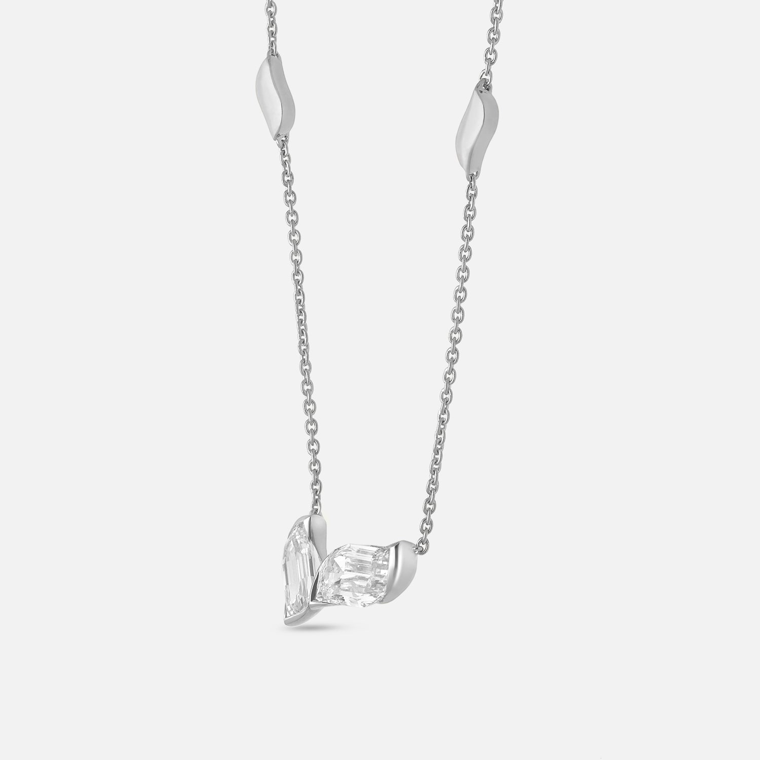 White Gold Chain with Flame-Cut Lab-Grown Diamond Pendant | SKU : 0021941108