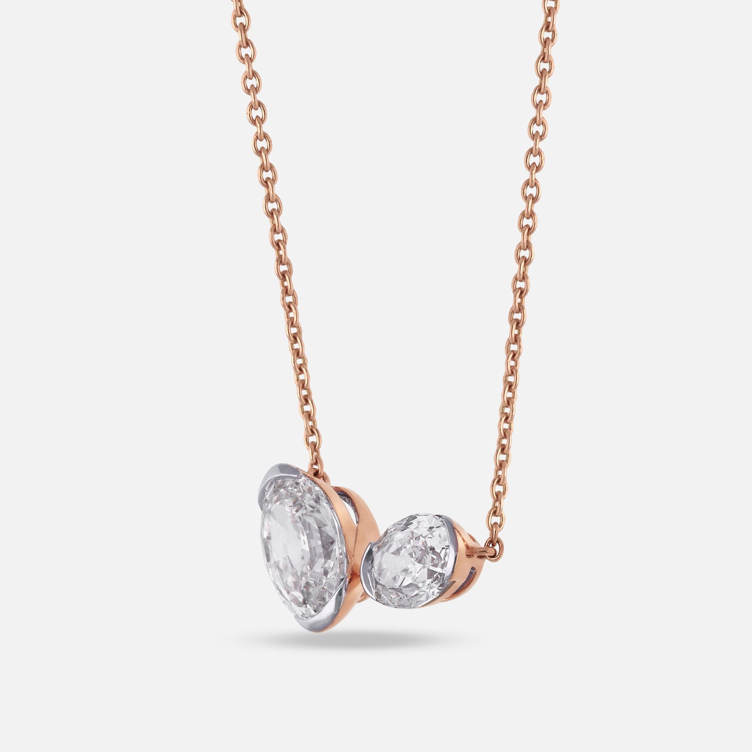 Gold Chain Pendant with Oval-Cut Lab-Grown Diamonds | SKU : 0021920110