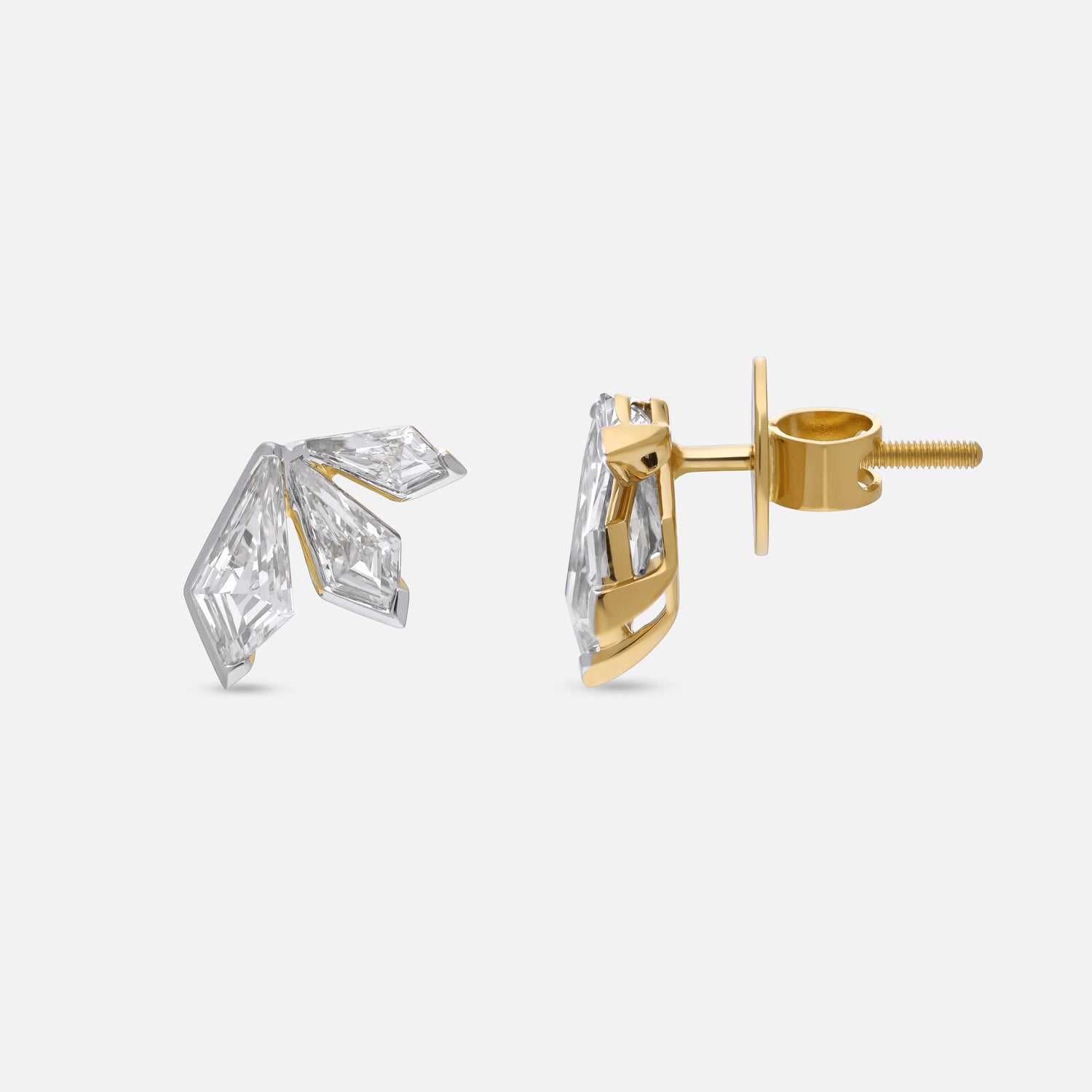 Triple Kite-Cut Lab-Grown Diamond Gold Earrings | SKU : 0021917967