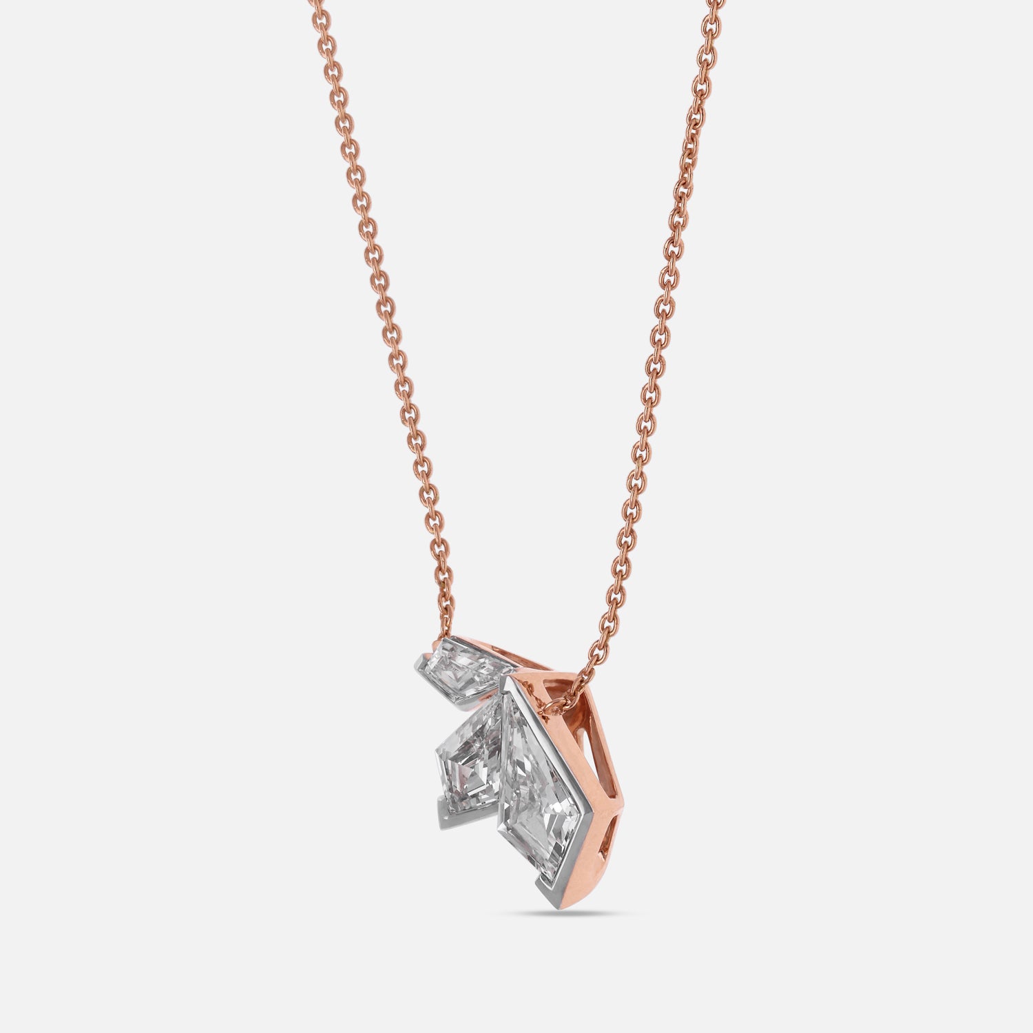 Kite-Cut Lab-Grown Diamond Pendant in Rose Gold Chain | SKU : 0021920134