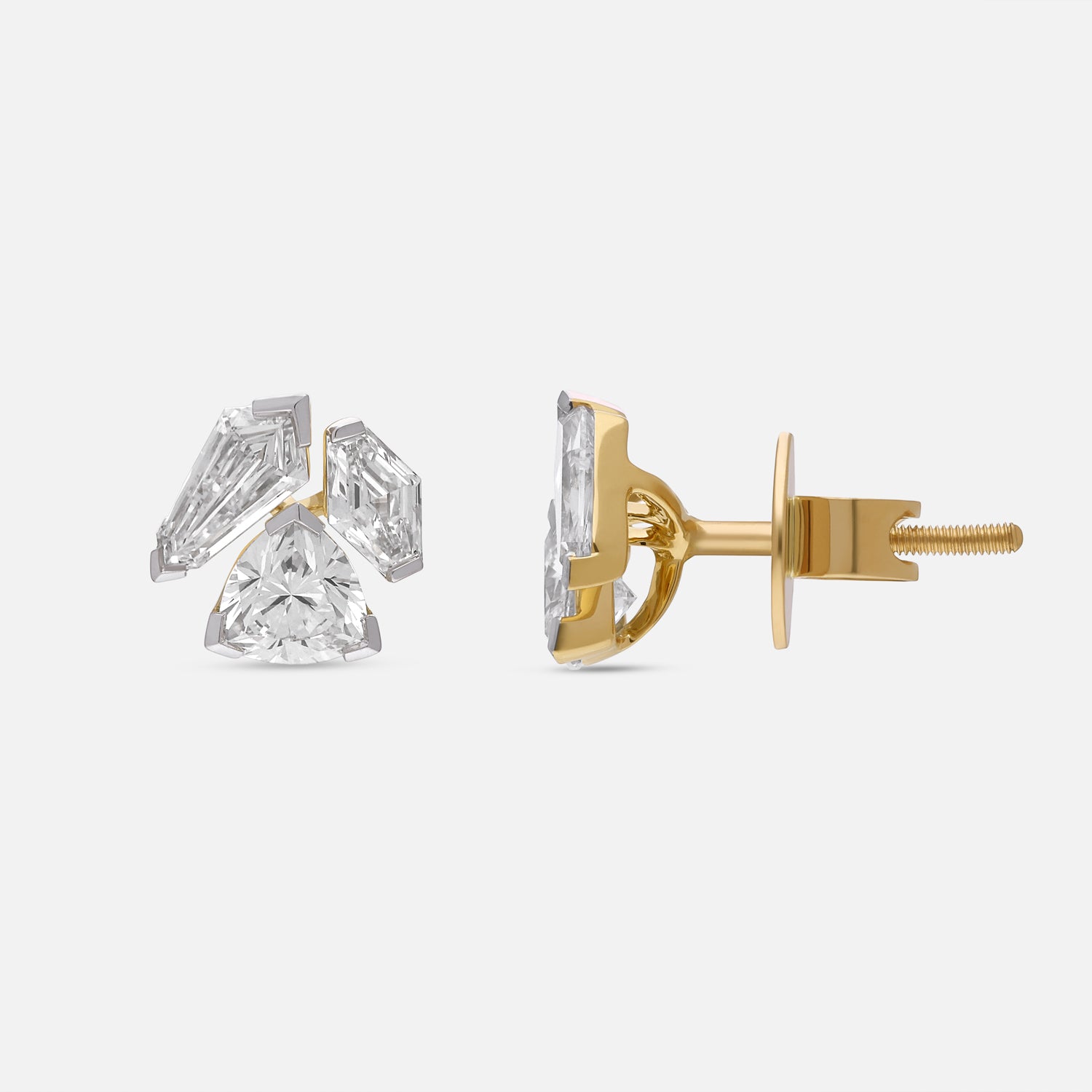 Trio-Cut Lab-Grown Diamond Gold Earrings | SKU : 0021917981