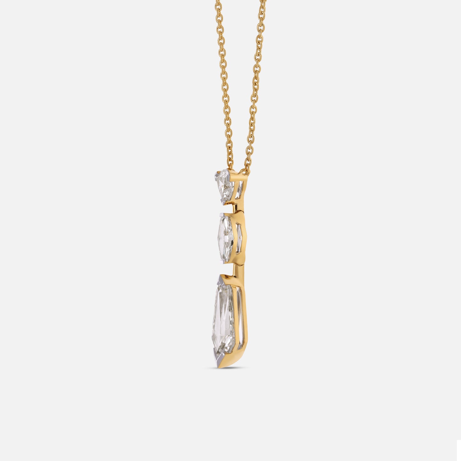 Gold Necklace with Multi-Cut Lab-Grown Diamond Pendant | SKU : 0021917974