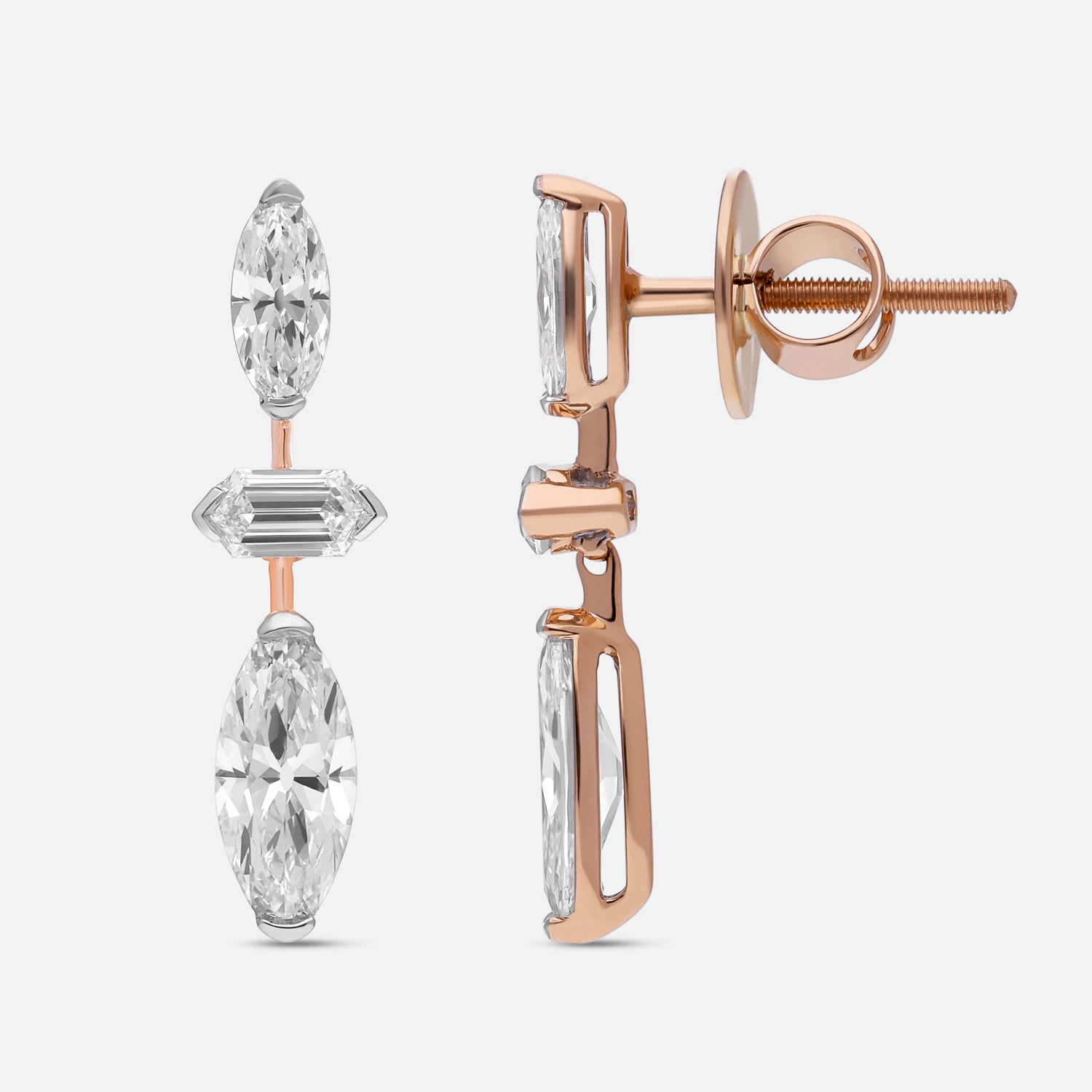 Gold Tops Set with Hexagonal Baguette & Roval-Cut Lab-Grown Diamonds | SKU : 0003759646