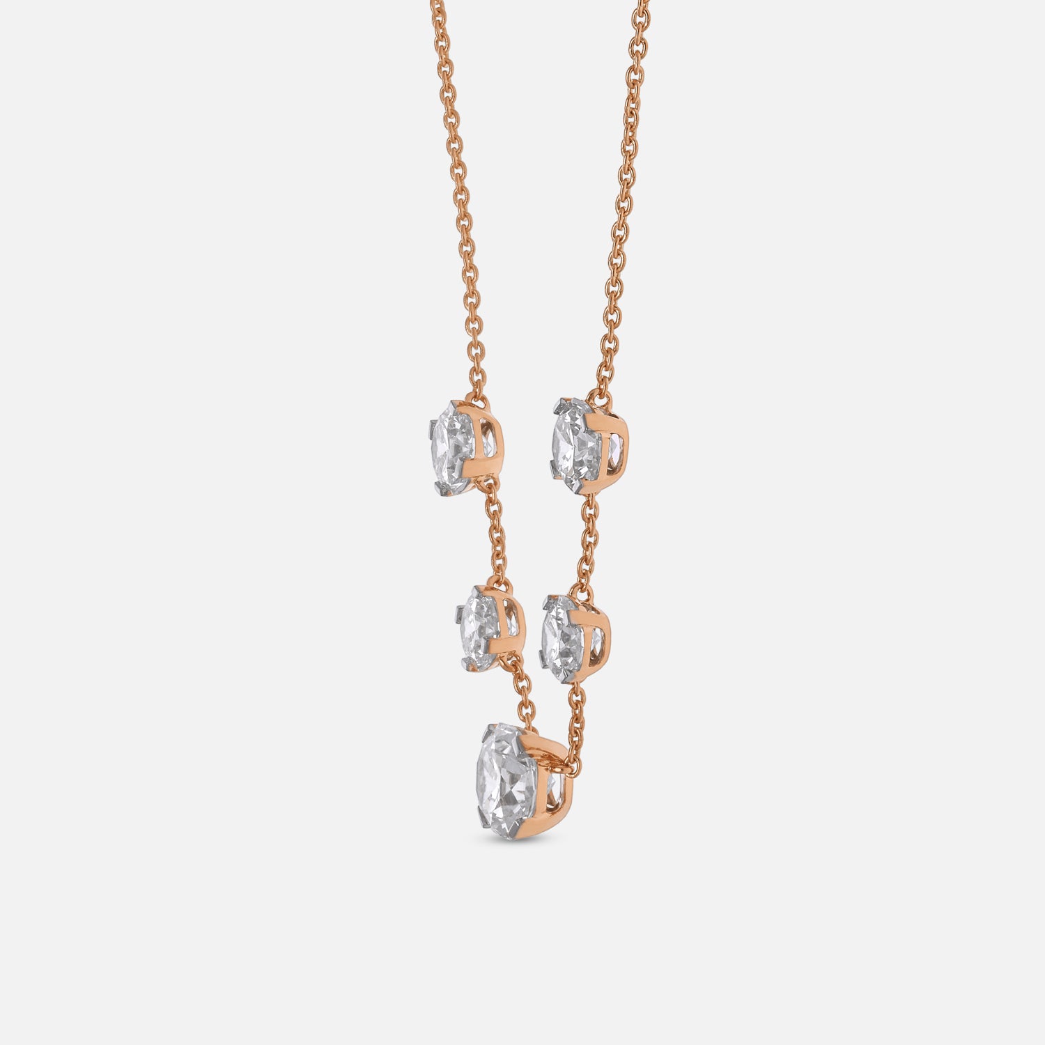 Floating Octagon-Cut Lab-Grown Diamond Necklace in Rose Gold | SKU : 0021920158