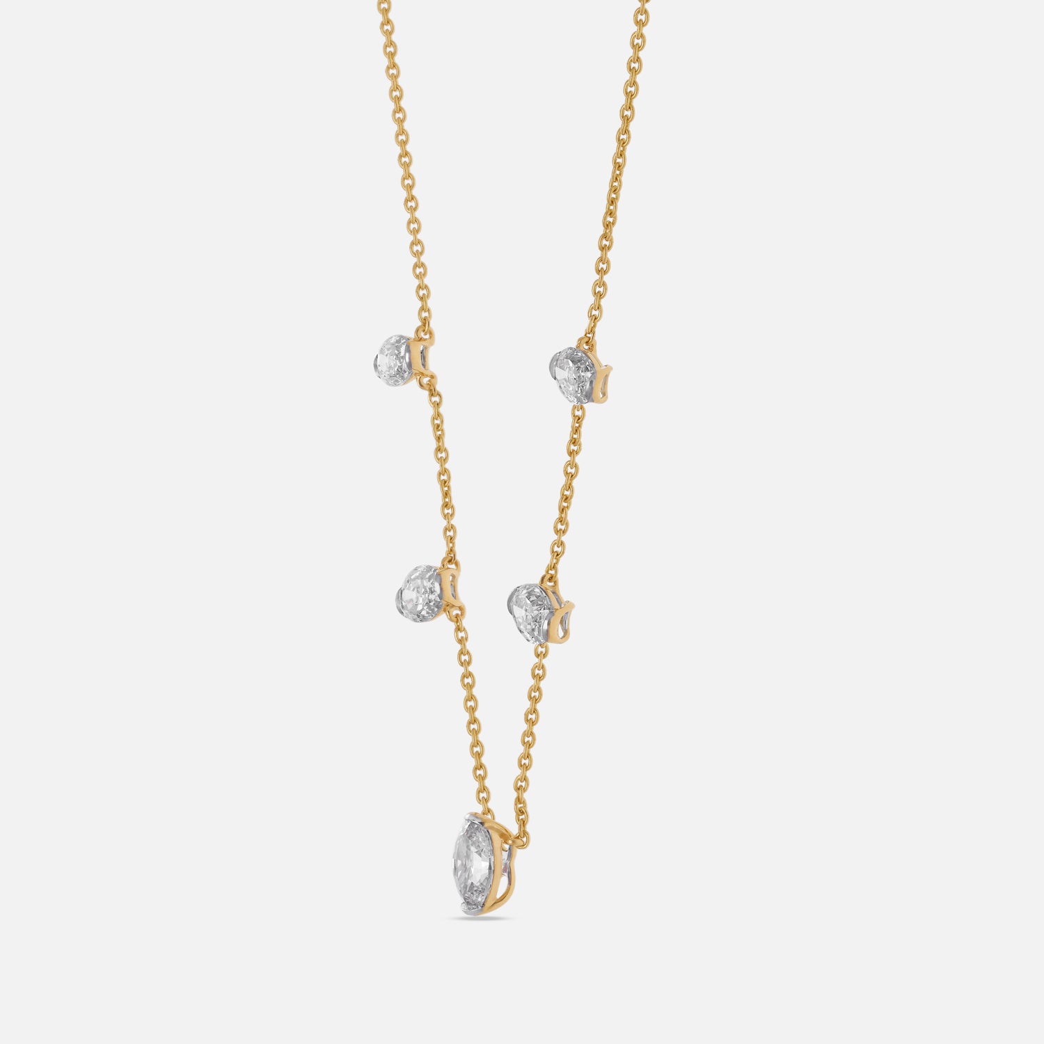Yellow Gold Necklace with Oval-Cut Lab-Grown Diamonds | SKU : 0003759660