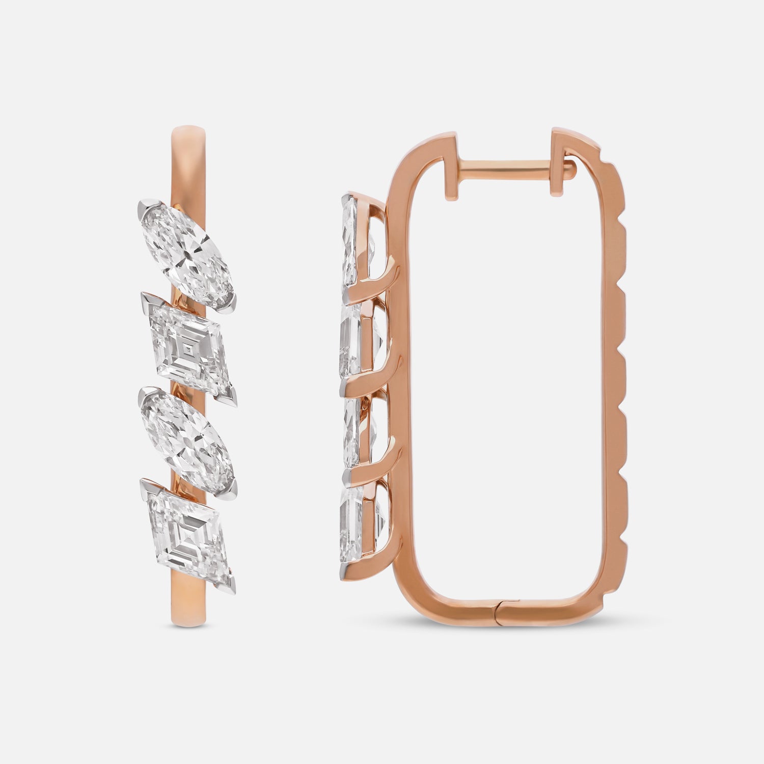 Roval & Lozenge Pointed-Cut Lab-Grown Diamond Earrings in 18Kt Gold | SKU : 0021920202
