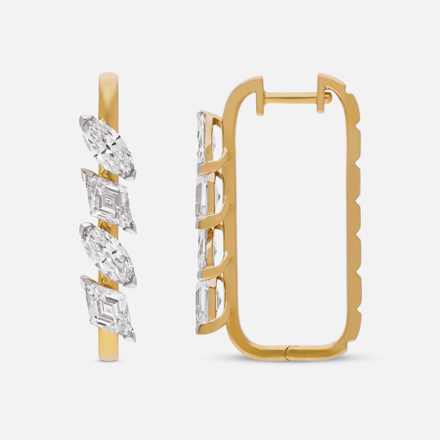 Roval and Lozenge Blunt Lab-Grown Diamond Gold Hoop Earrings | SKU : 0021918148