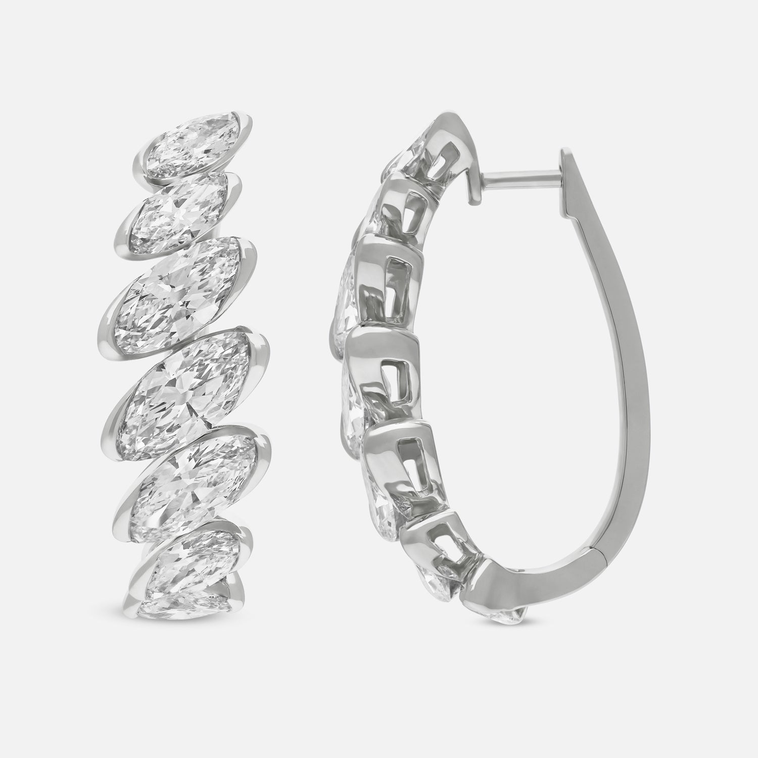 White Gold Roval-Cut Lab-Grown Diamond Hoop Earrings | SKU : 0021922954
