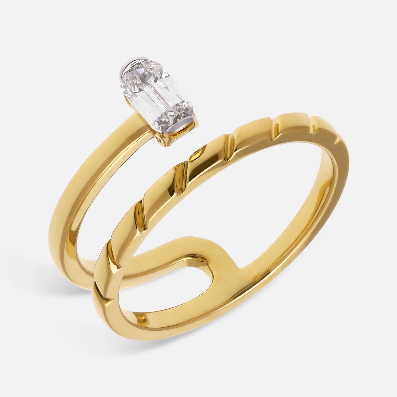 Gold Ring Set with Elongated Cushion-Cut Lab-Grown Diamond | SKU:0021922978