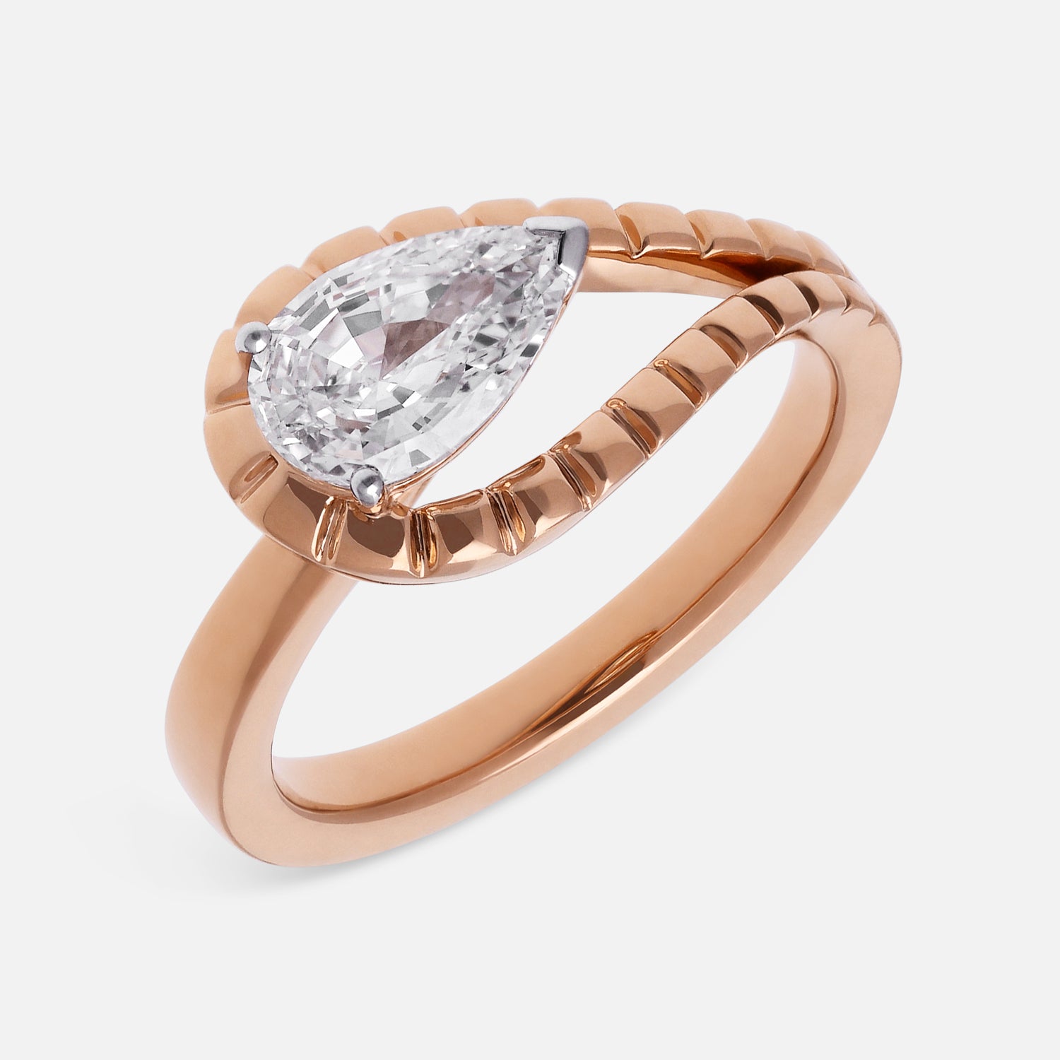 Rose Gold Ring with Pear Step-Cut Lab-Grown Diamond | SKU : 0021925962
