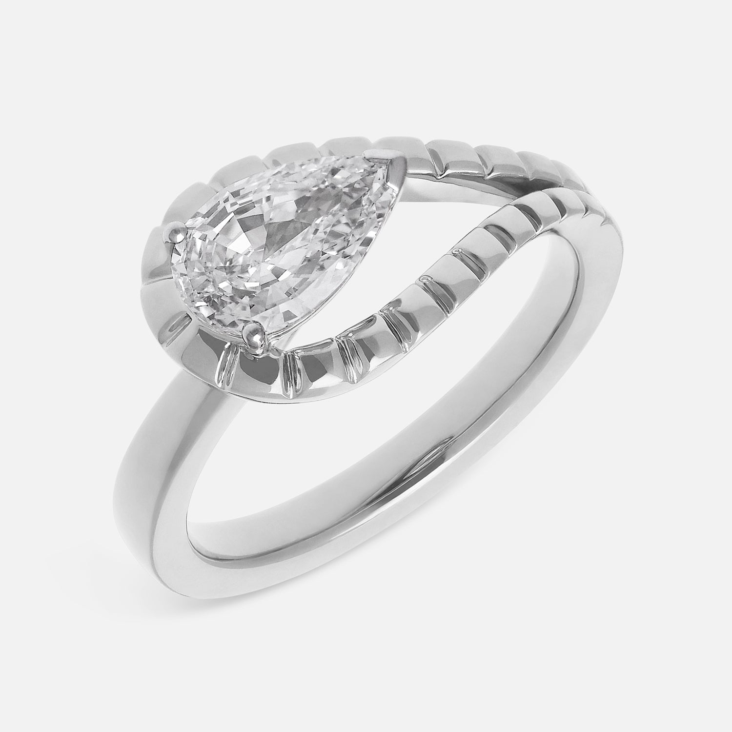 Refined Gold Ring with Exquisite Pear-Cut Lab-Grown Diamond | SKU : 0021960185