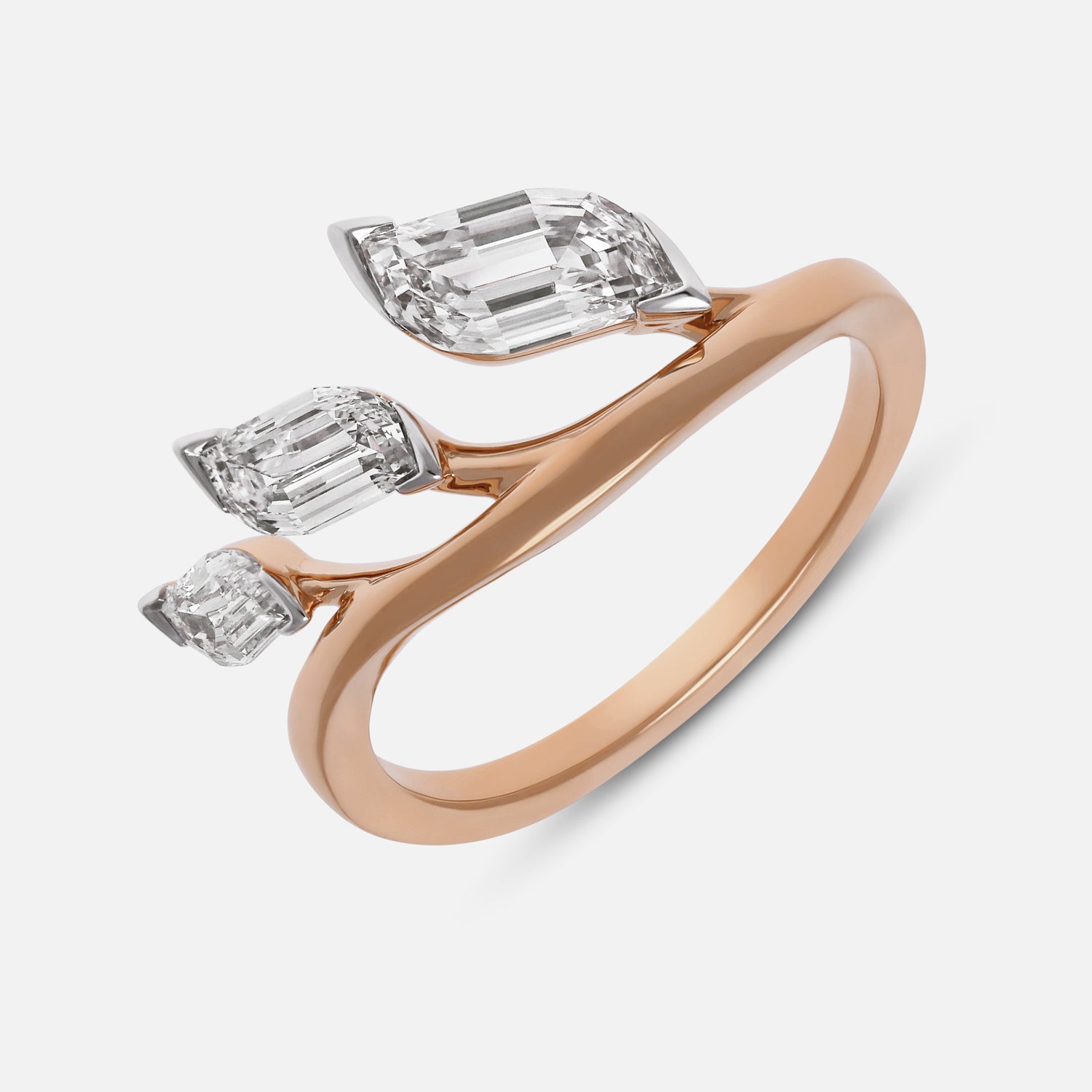 Rose Gold Flame-Cut Lab-Grown Diamond Wrap Ring | SKU : 0021920240