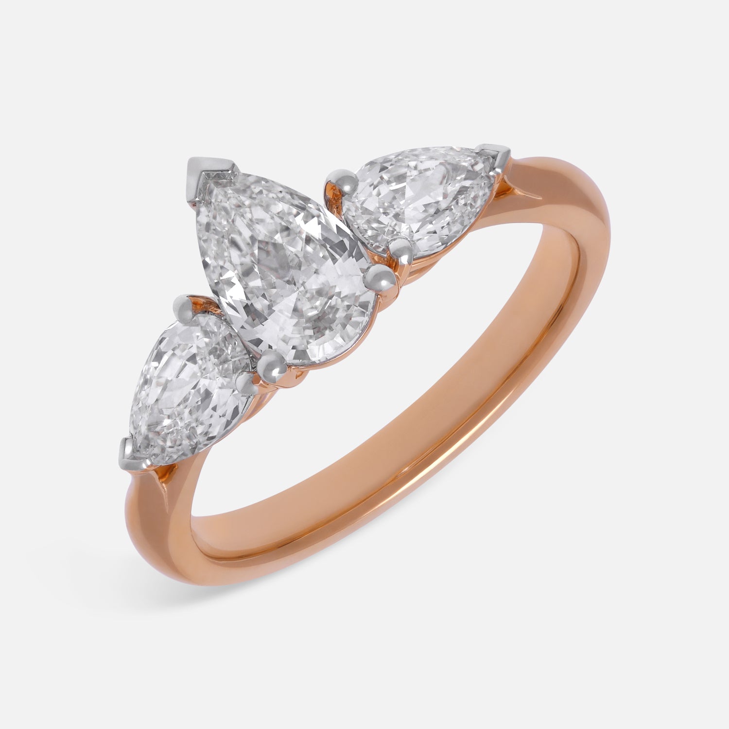 Gold Ring Set with Pear Step-Cut Lab-Grown Diamonds | SKU : 0003767252