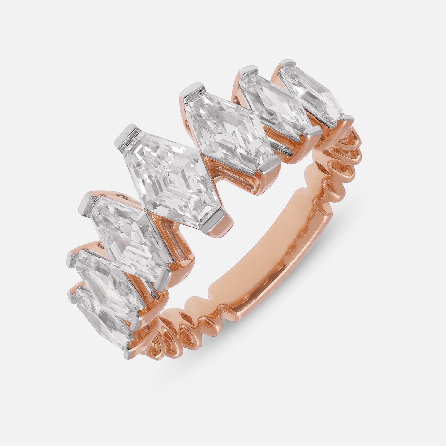 Rose Gold Lozenge Blunt-Cut Lab-Grown Diamond Eternity Band | SKU : 0021920288