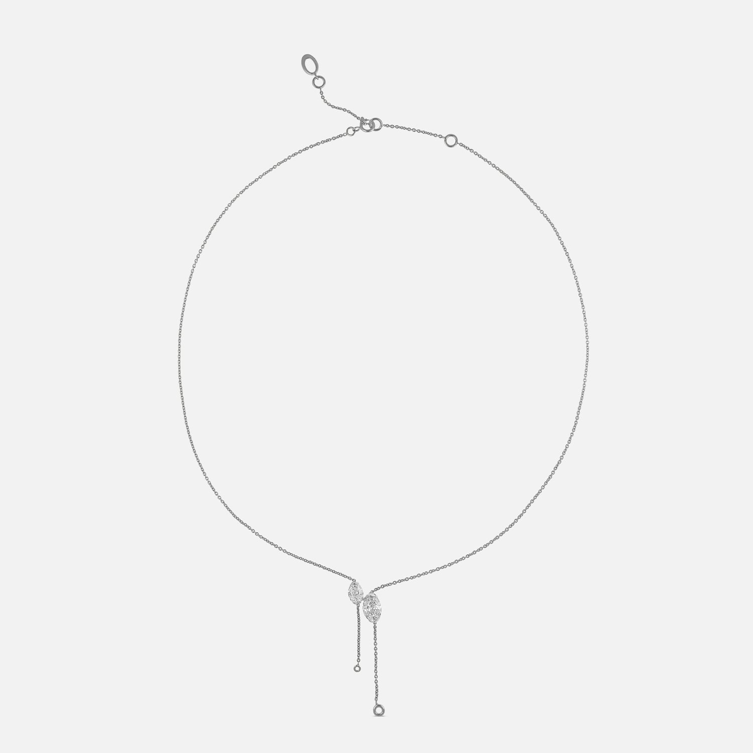 White Gold Chain Necklace with Oval-Cut Lab-Grown Diamond Pendants | SKU : 0021929892