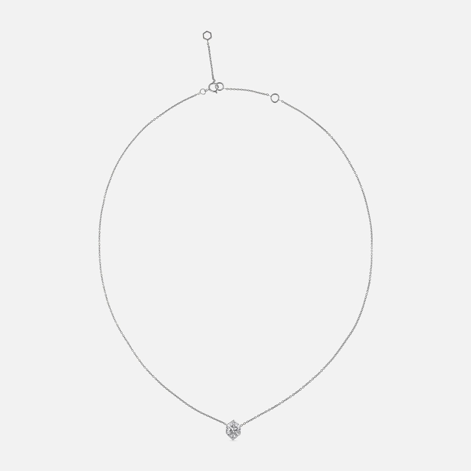 White Gold Chain Pendant with Hexagon-Cut Lab-Grown Diamond | SKU : 0021938627