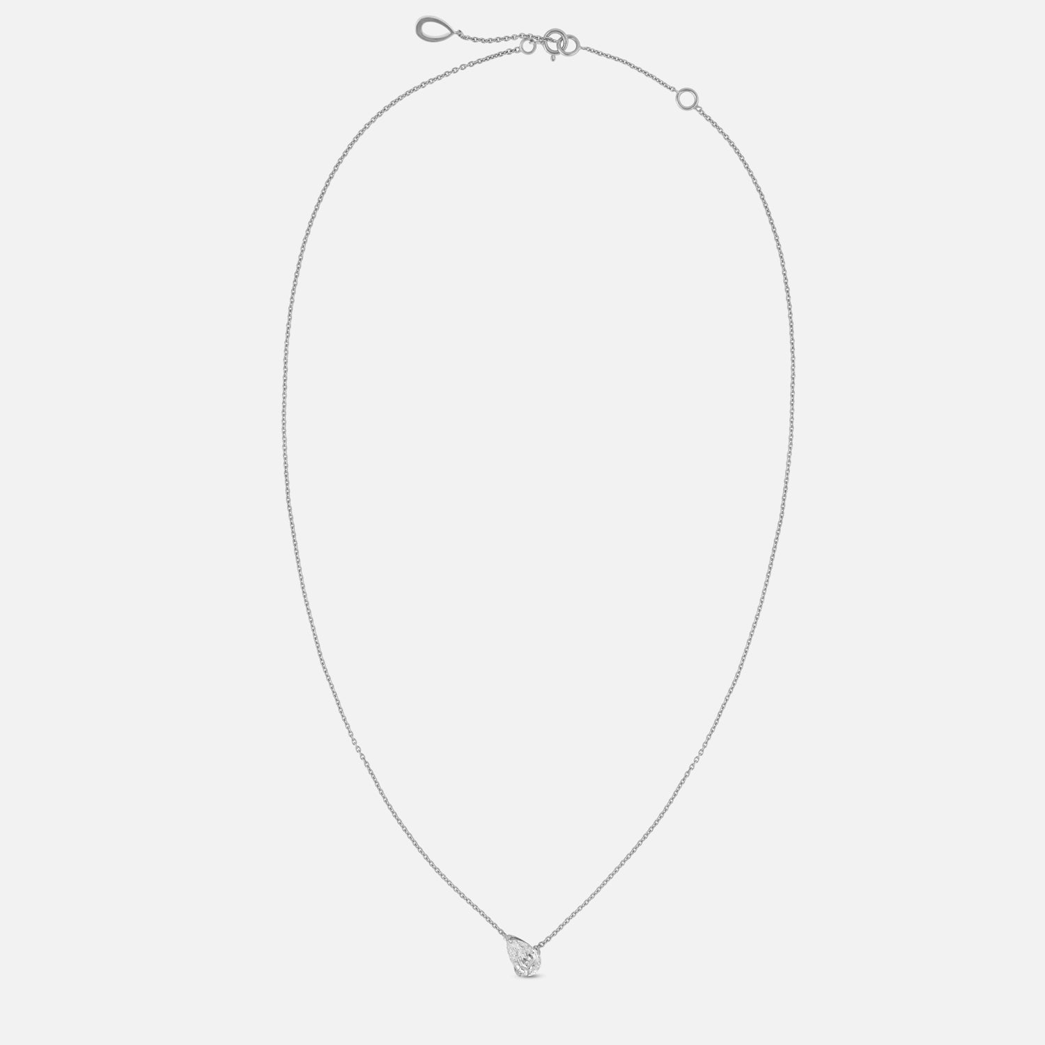 Pear-Cut Lab Grown Diamond Pendant in 18K White Gold Chain | SKU : 0021938726