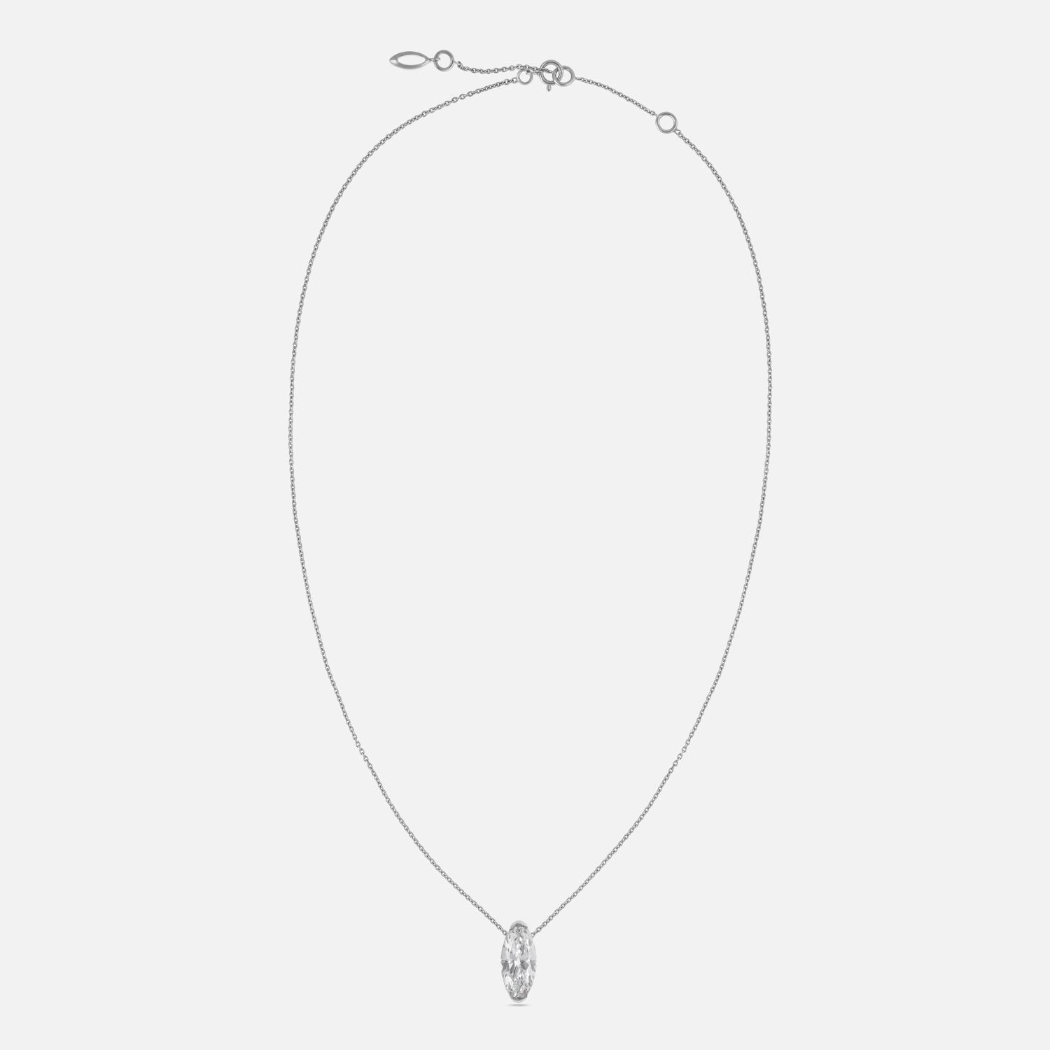 Roval-Cut Lab Diamond Pendant in 18K White Gold | SKU : 0021929977