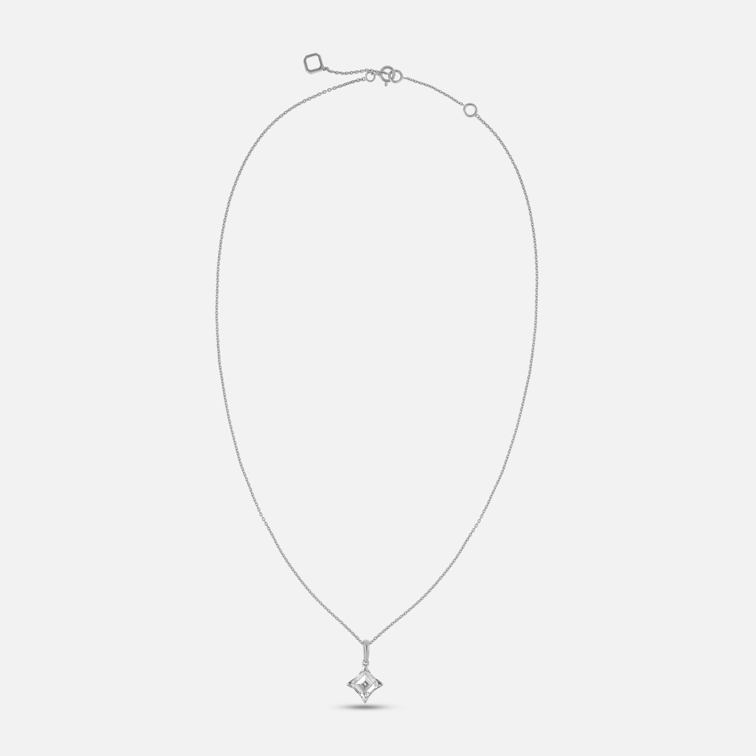 White Gold Chain Pendant Set with Kare-Cut Lab-Grown Diamond | SKU : 0021938696
