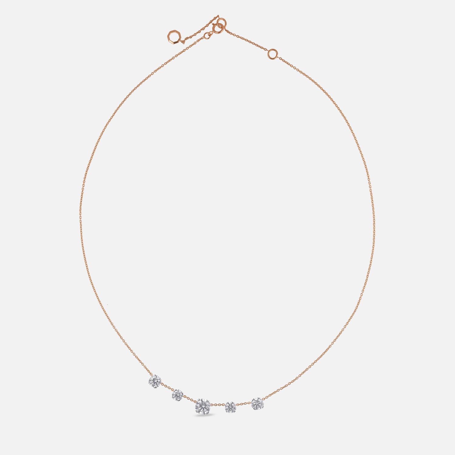 Floating Octagon-Cut Lab-Grown Diamond Necklace in Rose Gold | SKU : 0021920158