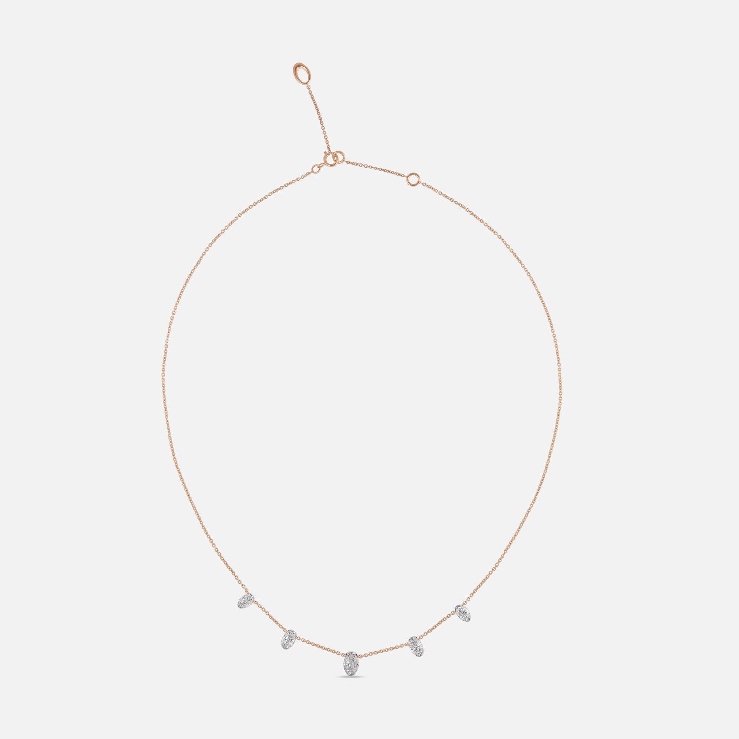 Rose Gold Necklace with Oval Step-Cut Lab-Grown Diamonds | SKU : 0021920165