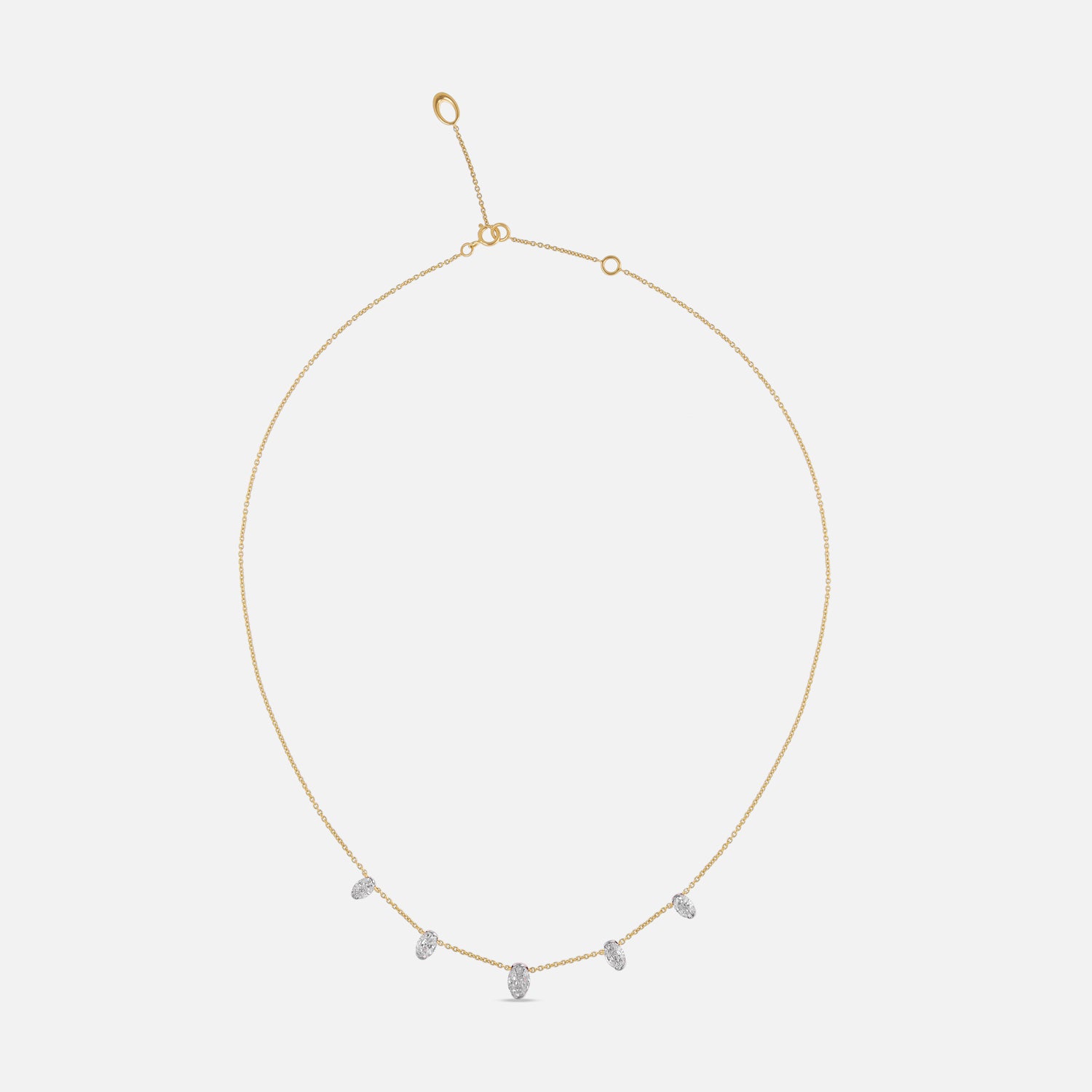 Yellow Gold Necklace with Oval-Cut Lab-Grown Diamonds | SKU : 0003759660