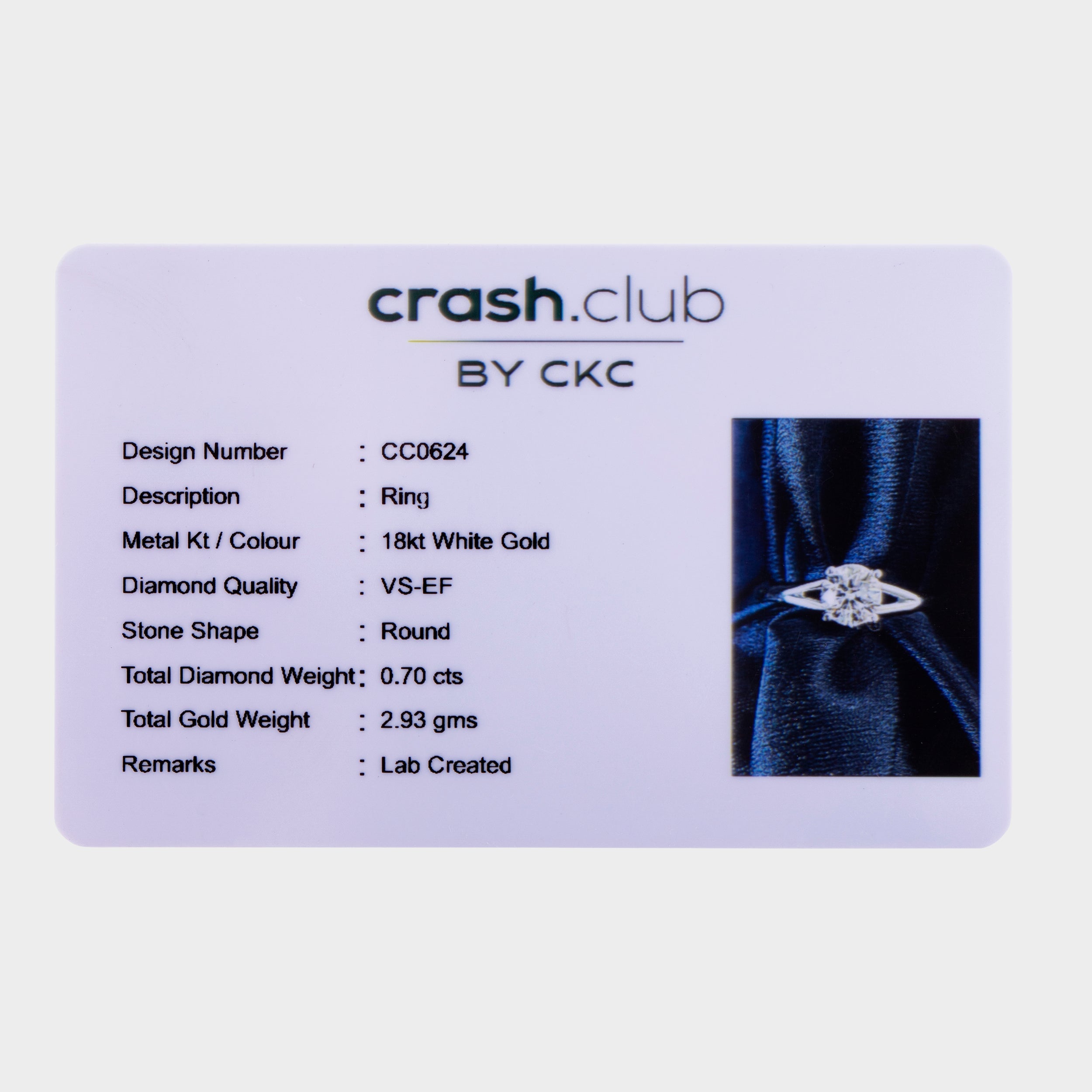 Round Brilliant 0.70 Carat Lab-Grown Solitaire Diamond | SKU : 0020067335 - crash.club by CKC