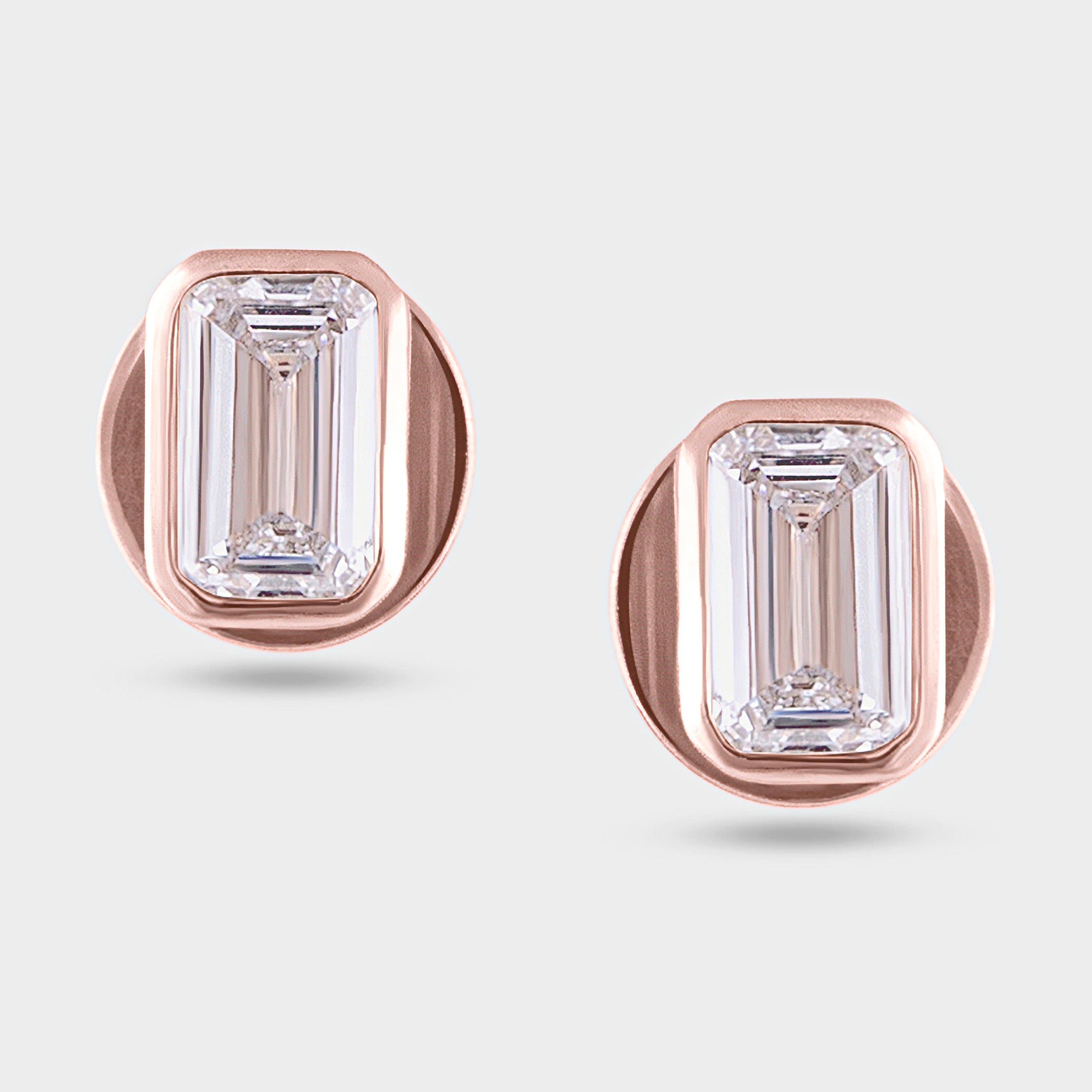 Emerald Cut 1.490 Carat Pair Lab-Grown Solitaire Diamond Ear Studs | SKU : 0020069285 - crash.club by CKC