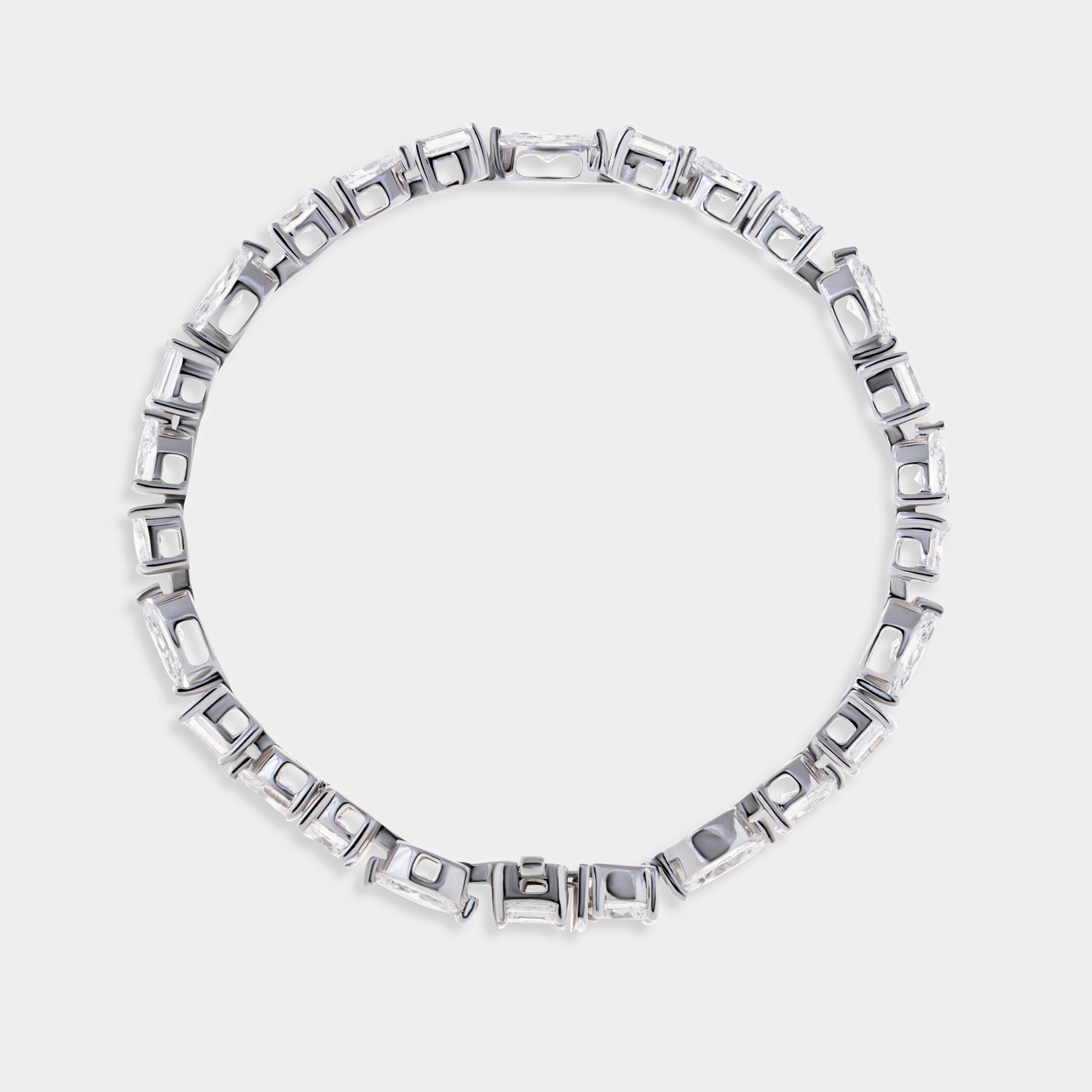 Multi-Cut White Gold Flexible Bracelet Lab-Grown Solitaire Diamonds | SKU : 0020091927 - crash.club by CKC