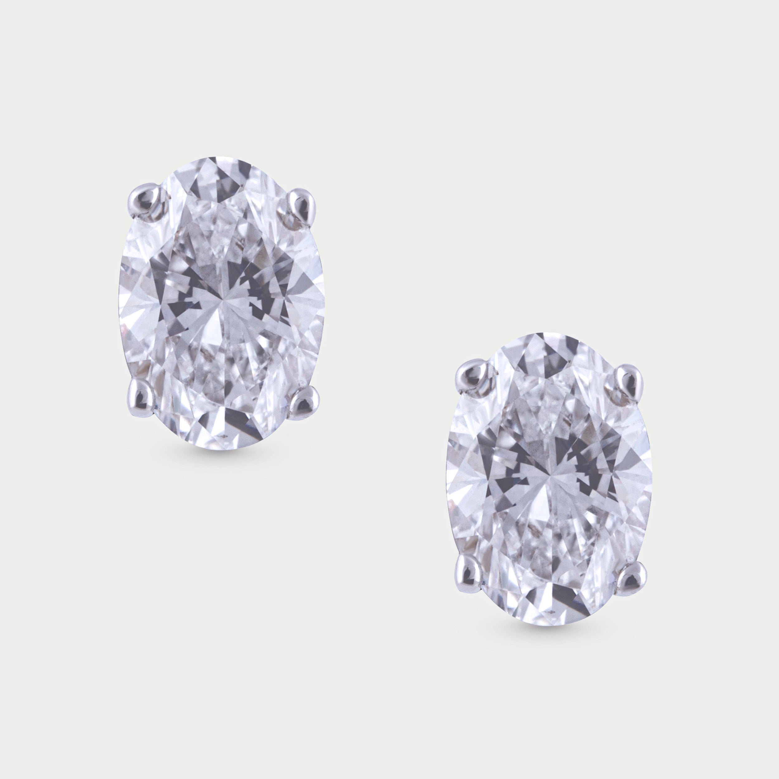 Oval-Shaped 1.03 Carat Pair Lab-Grown Solitaire Diamond Ear Studs | SKU : 0020135546 - crash.club by CKC