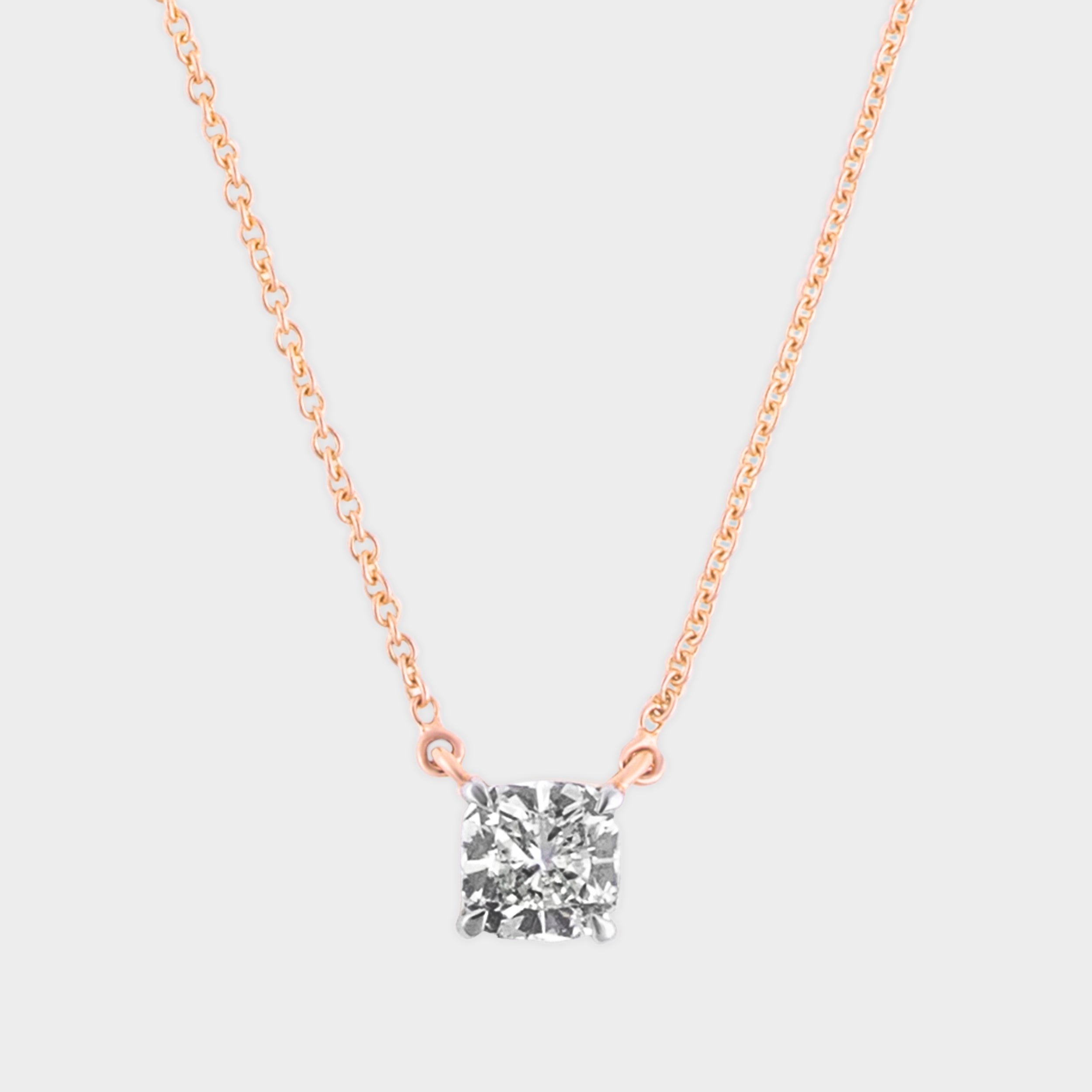 Stunning Cushion Cut 1.01 Carat Lab-Grown Solitaire Diamond Chain Pendant | SKU : 0020709563