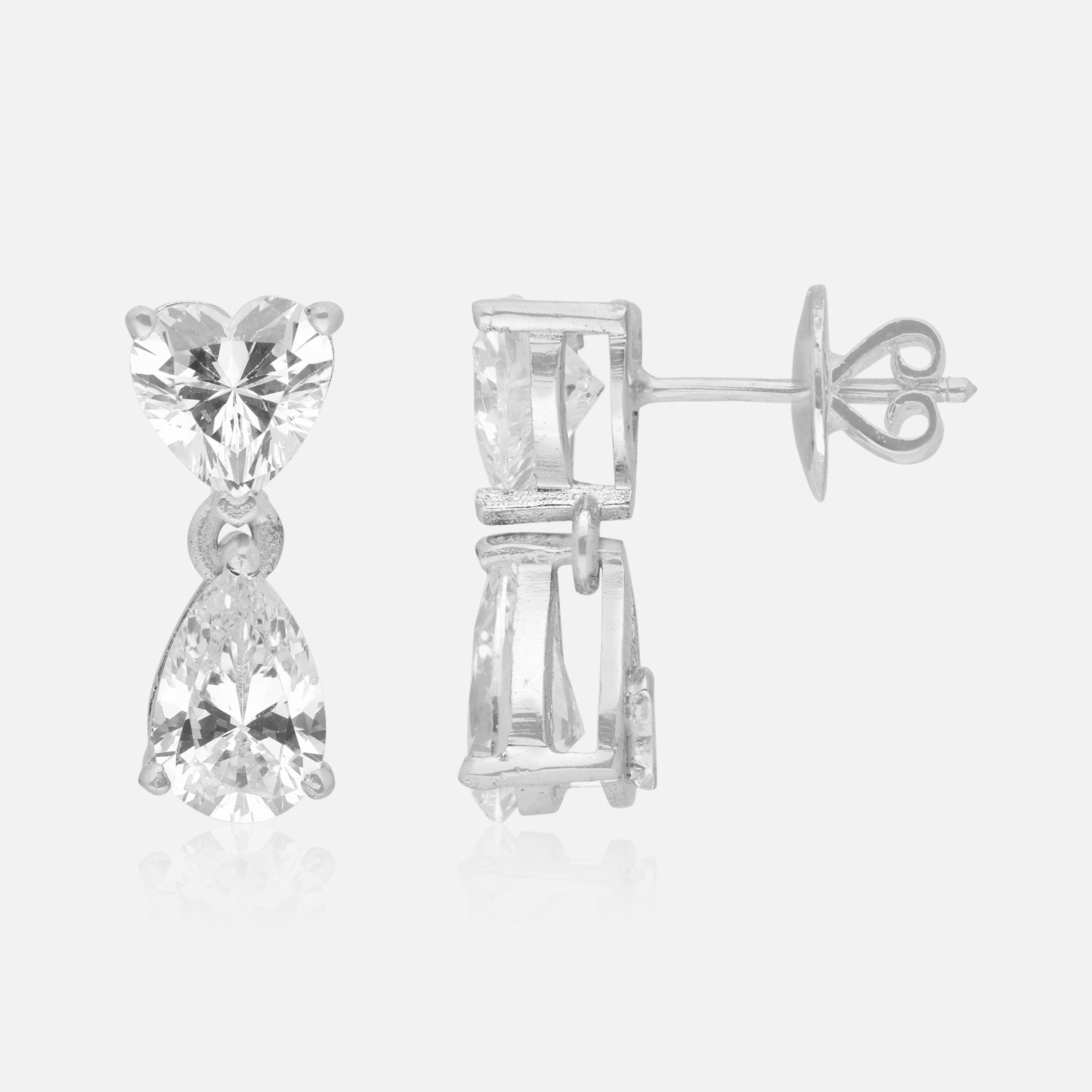 Sterling Silver Double Heart Drop Stud Earrings — Valentine Collection | SKU: 0022621498, 0022621504, 0022621511, 0005682744, 0005682751, 0005682768, 0005682775, 0005682782, 0005682799, 0005682805