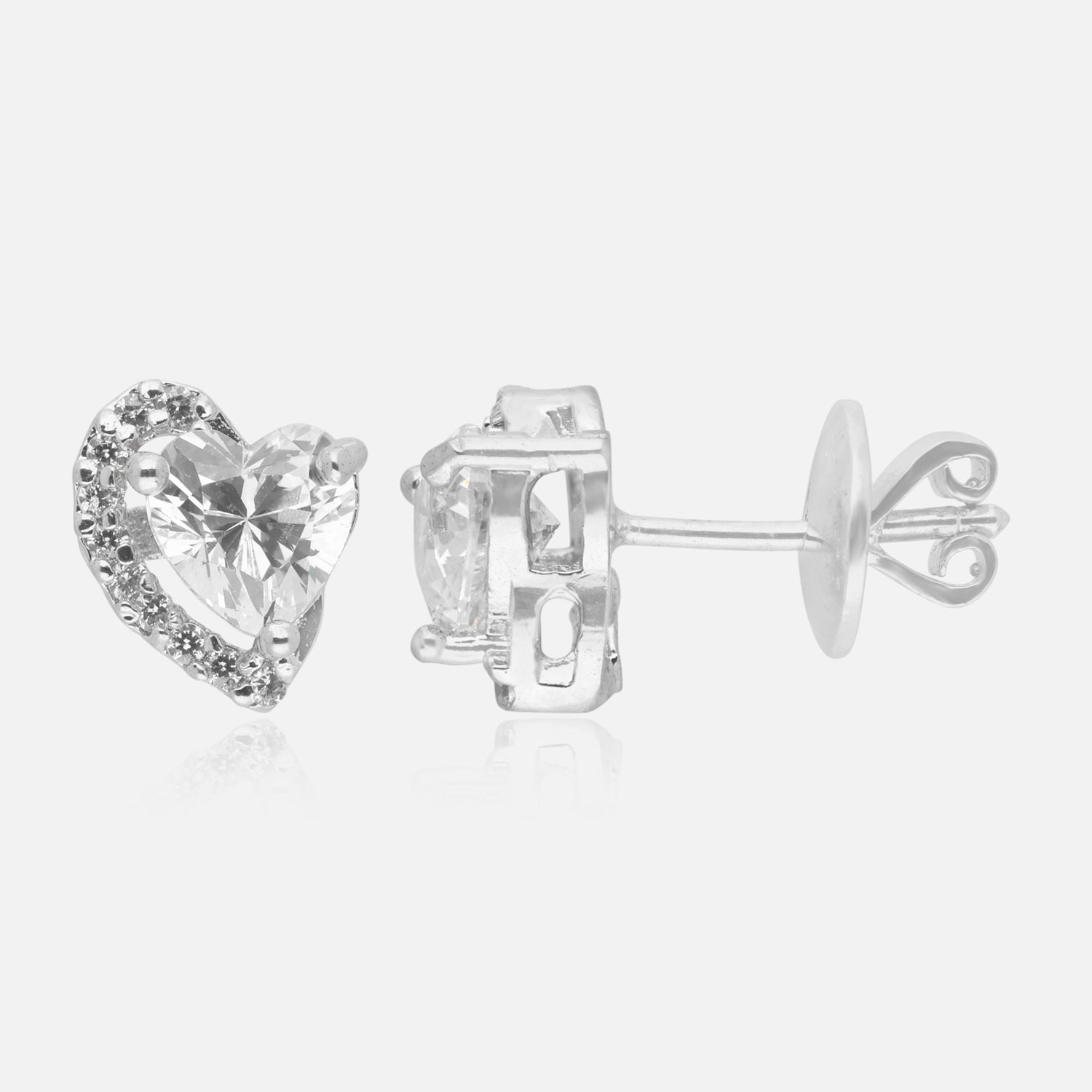 Sterling Silver Heart Halo Stud Earrings — Valentine Collection | SKU: 0022621528, 0022621535, 0022621542, 0022621559, 0005682829, 0005682843, 0005682850, 0005682867, 0005682874