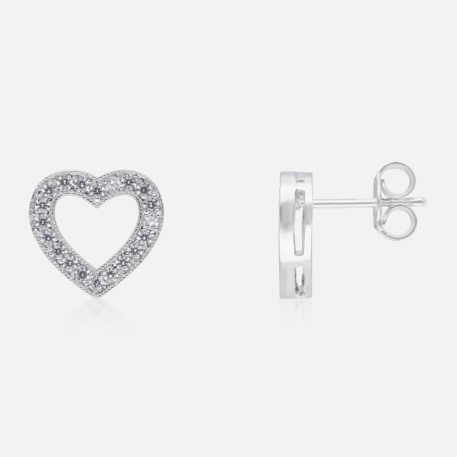 Sterling Silver Open Heart Halo Stud Earrings — Valentine Collection | SKU: 0022621597, 0022621603, 0022621610, 0005682966, 0005682973, 0005682980, 0005682997, 0005683000, 0005683017, 0005683024