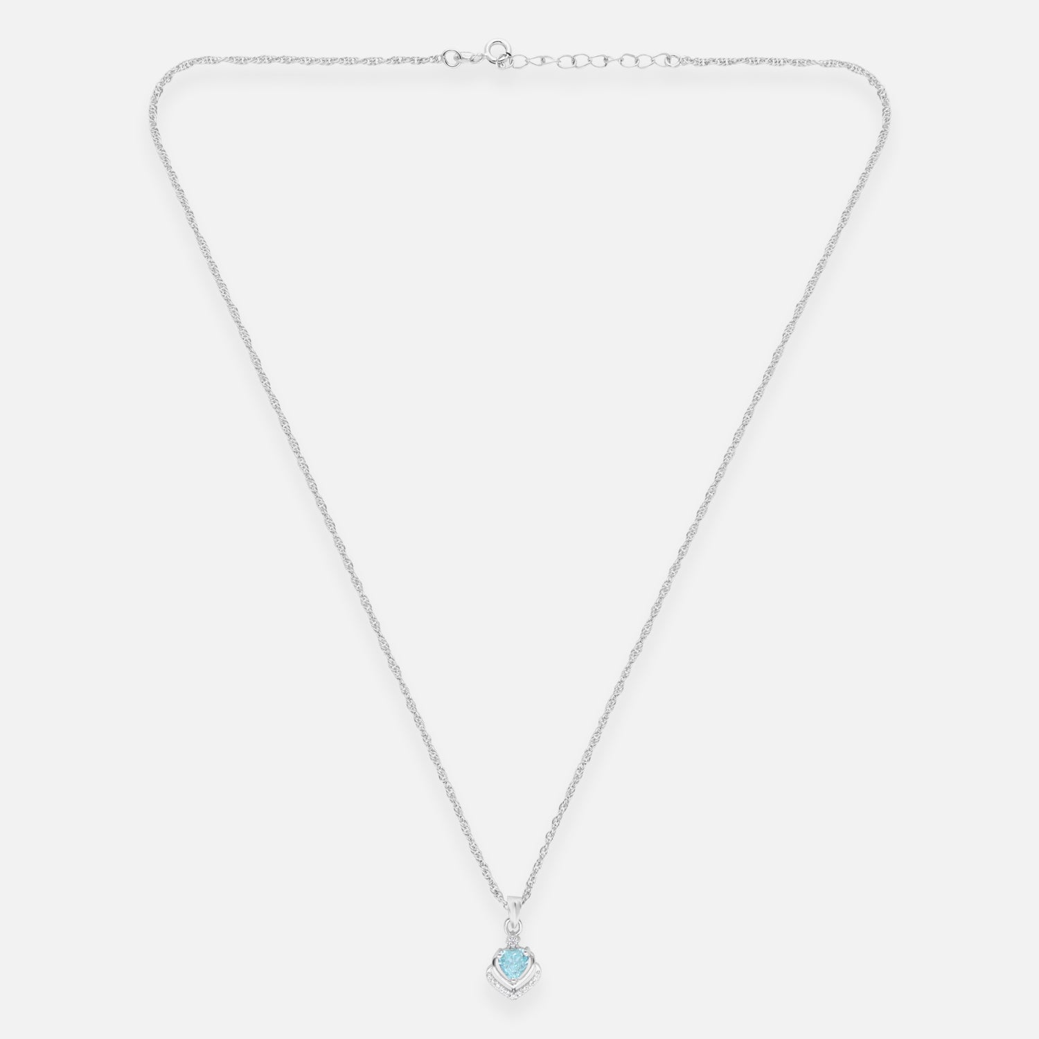 Sterling Silver Blue Heart Halo Chain Pendant – Valentine Collection | SKU: 0022621689, 0022621702, 0022621726, 0005683178, 0005683192, 0005683215, 0005683239, 0005683253, 0005683277, 0005683291