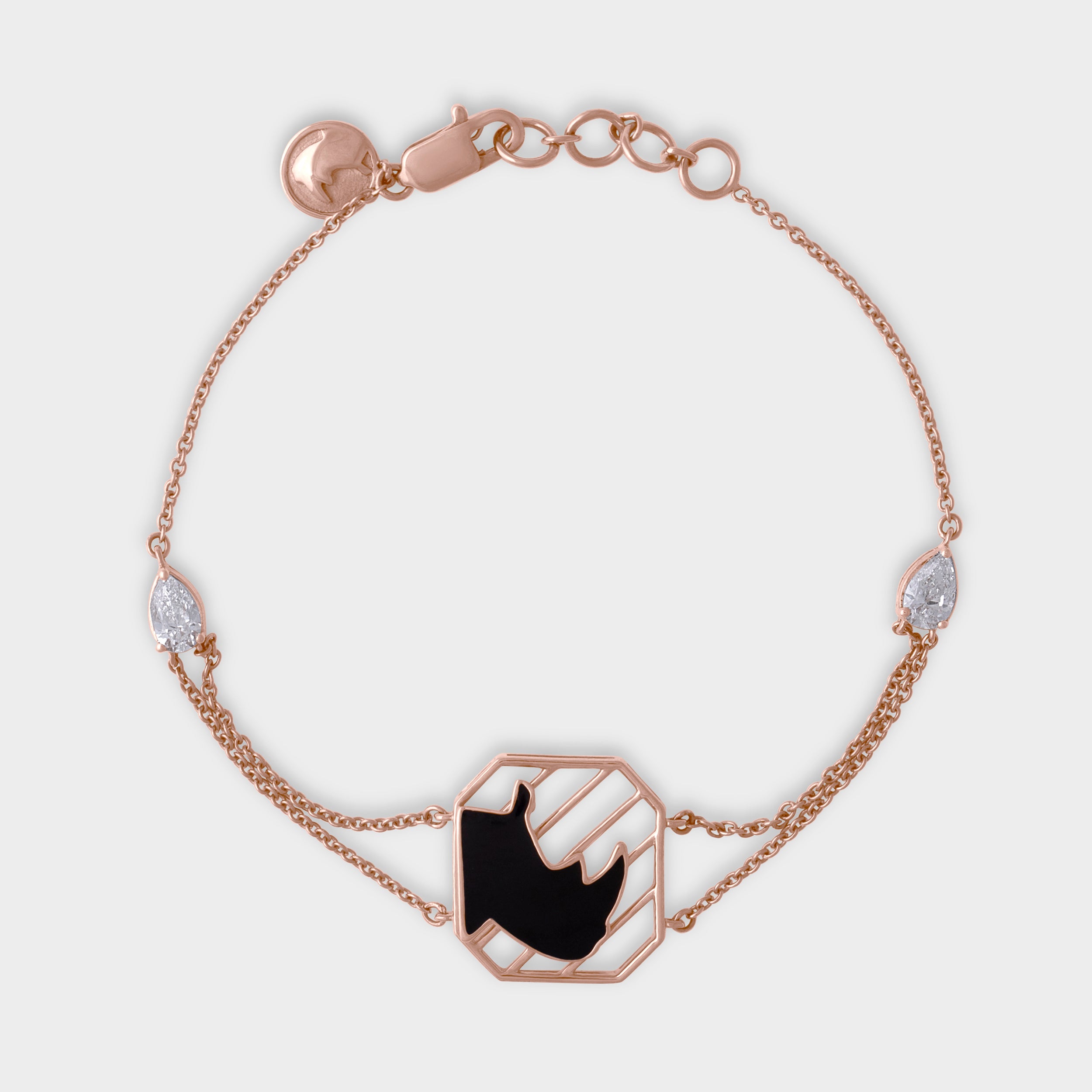 Pear Cut 0.48 Carat Rhino Horn Designer Bracelet in Rose Gold | SKU : 0003181454