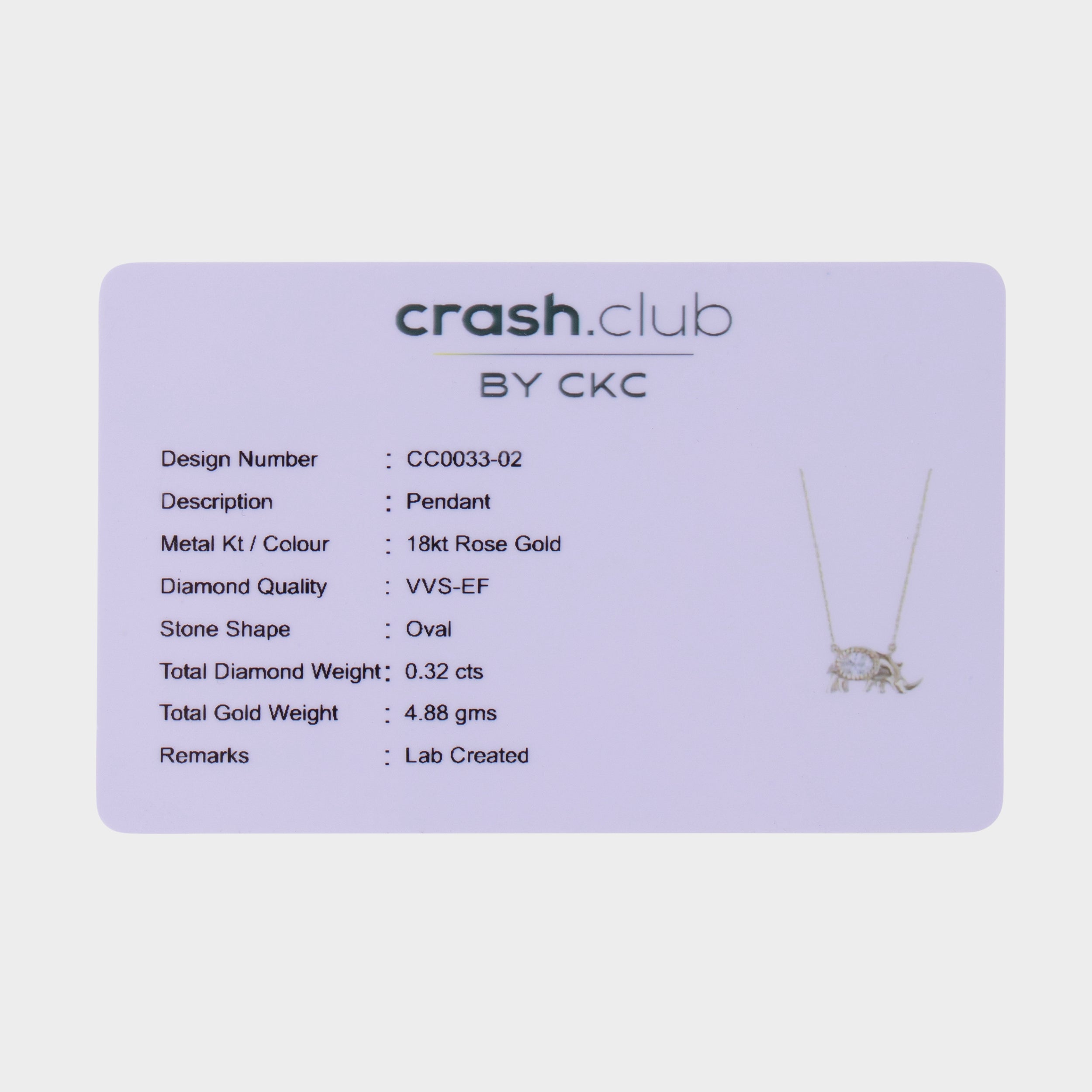 Pear Cut 0.32 Carat Rhino Lab Grown Diamond Chain Pendant | SKU : 0003181522