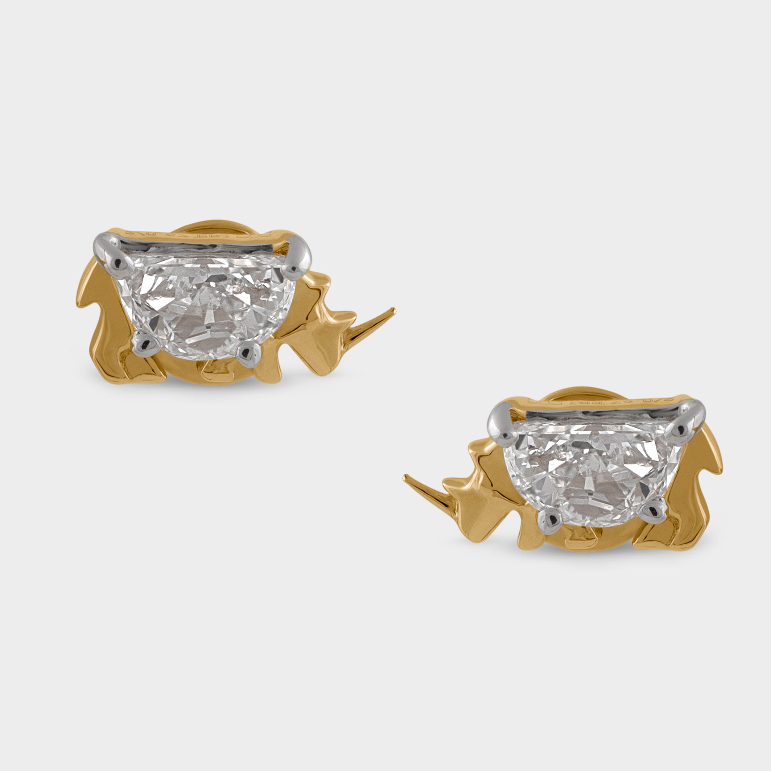 Half Moon 0.63 Carat Pair Rhino Motif Lab Grown Diamond Studs | SKU : 0003181416