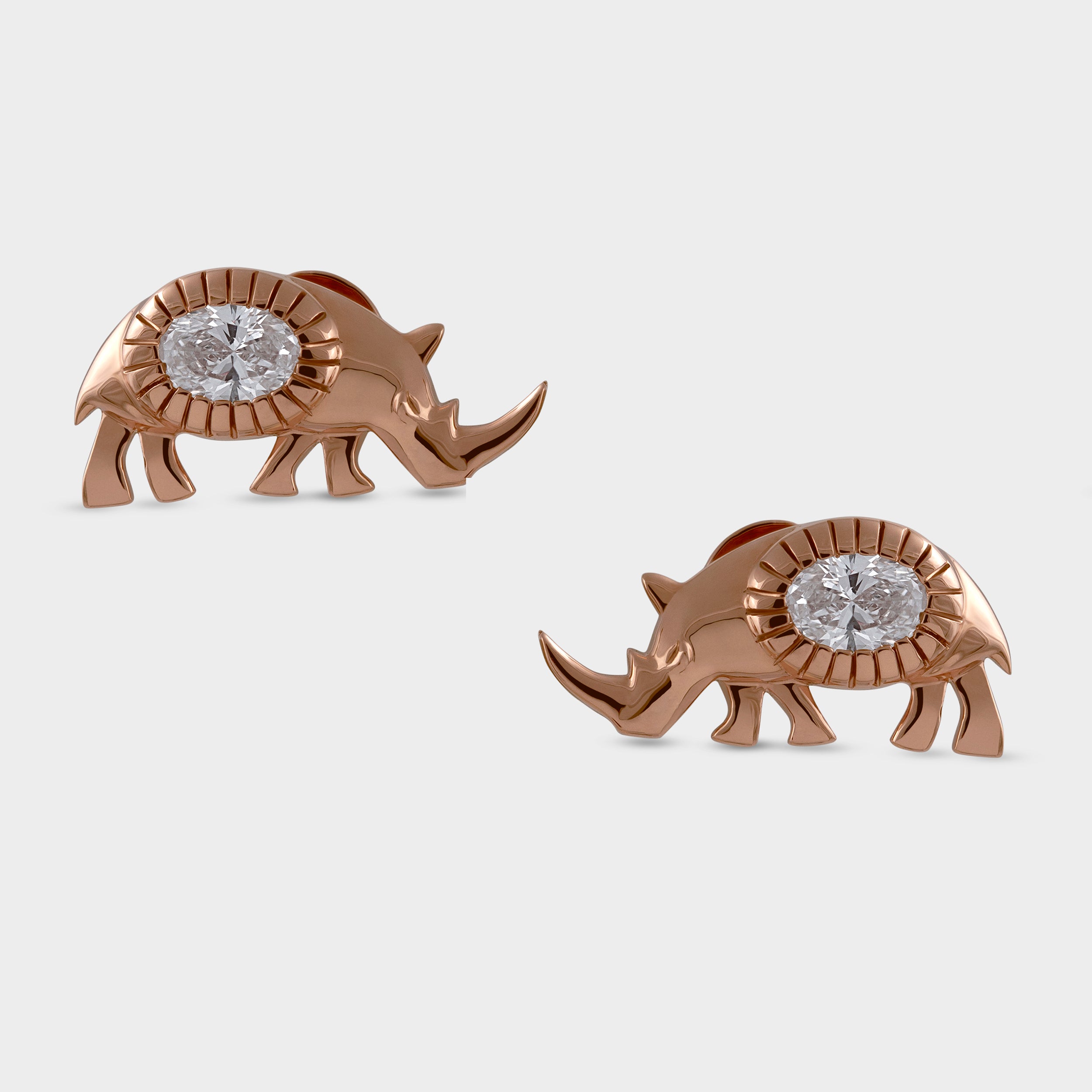 Oval 0.52 Carat Rhino Motif Lab Grown Diamond Studs | SKU : 0003181423 - crash.club by CKC