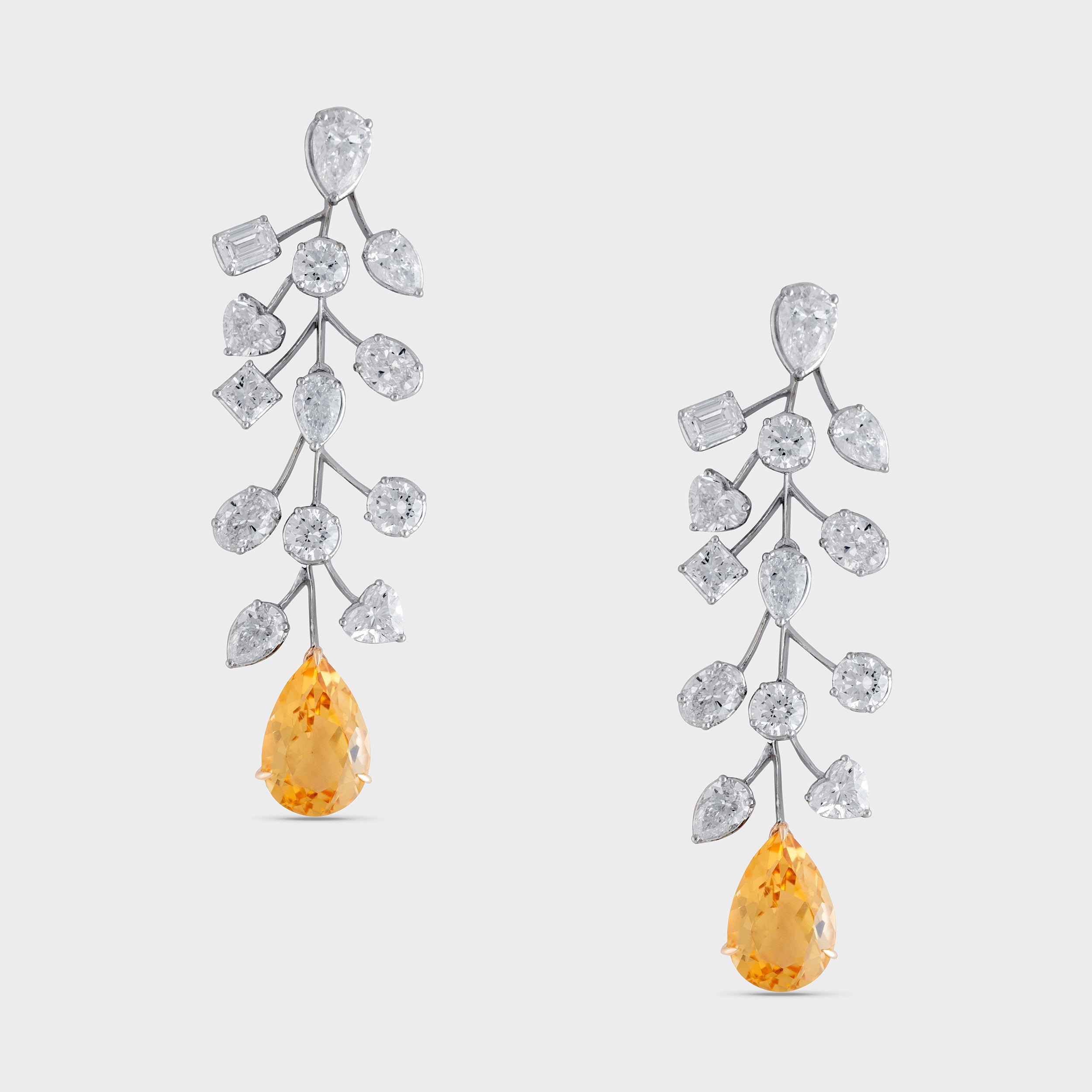 Modern Elegance: Lab-Grown Diamonds Fancy Shaped Eardrops in White Gold | SKU : 0019475561