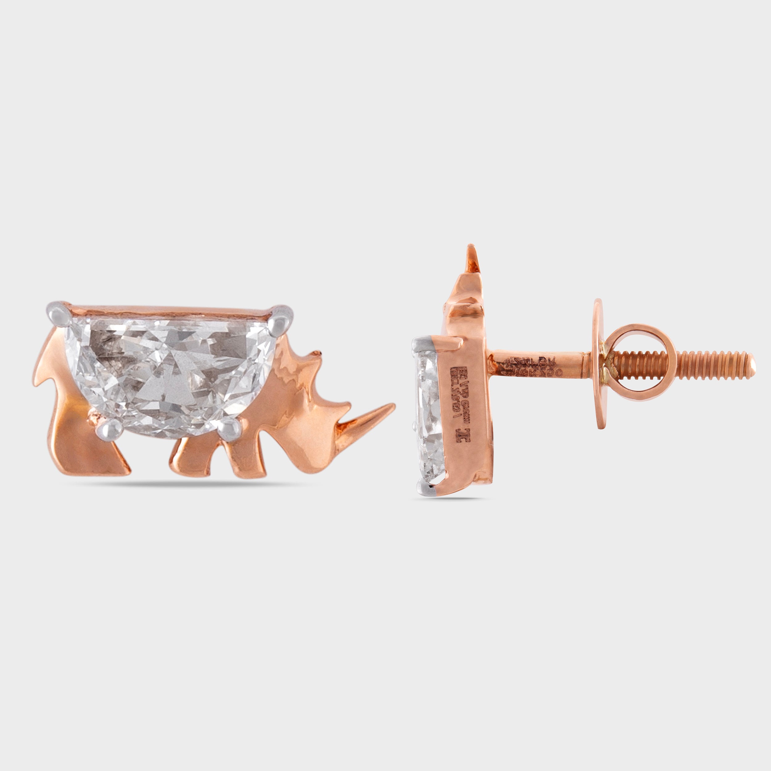 Safari Chic: Rhino Design Gold Tops Set with Lab-Grown Diamonds | SKU : 0019334493